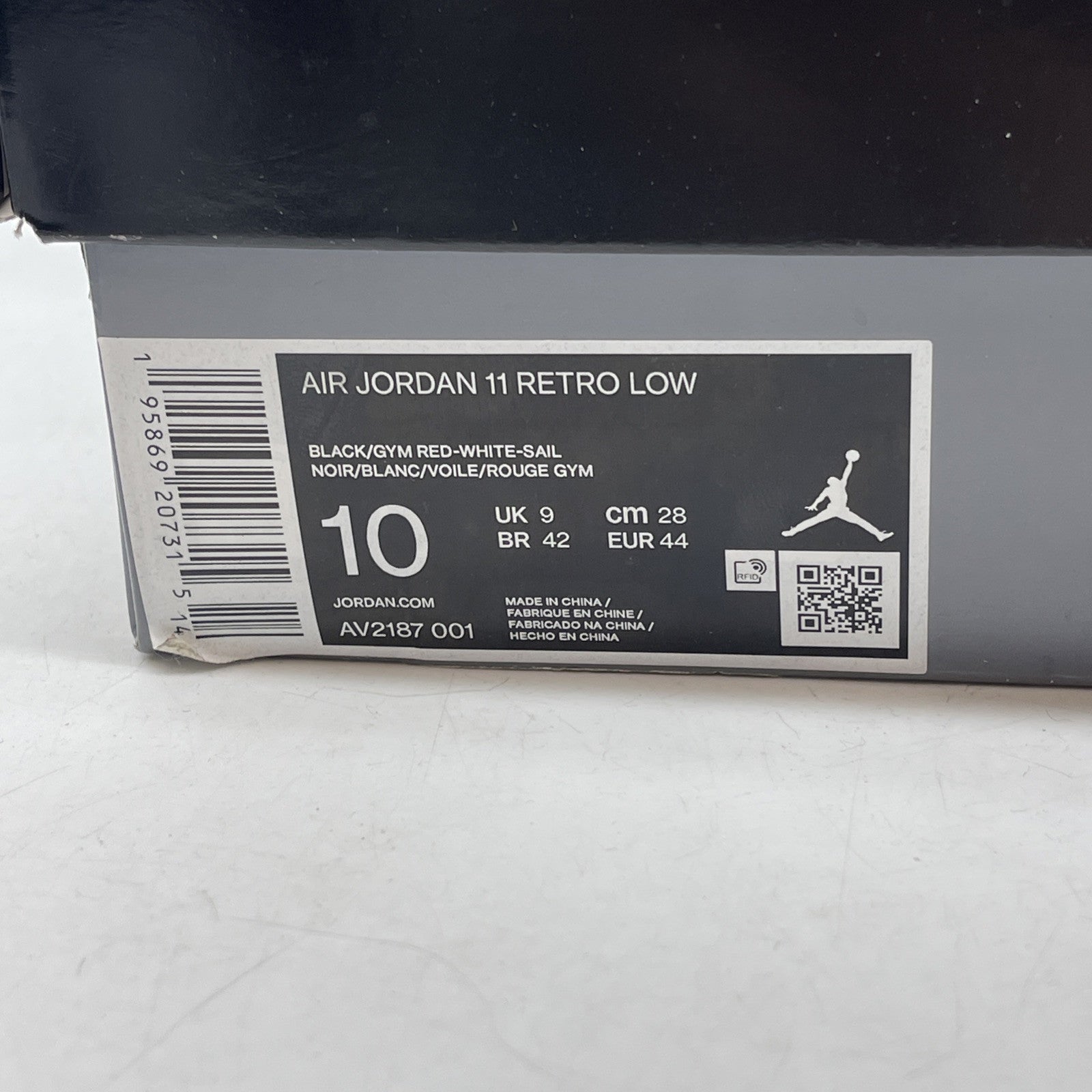 Size 10 - Jordan 11 Retro Low 72-10 Black Red Suede Leather (AV2187-001)