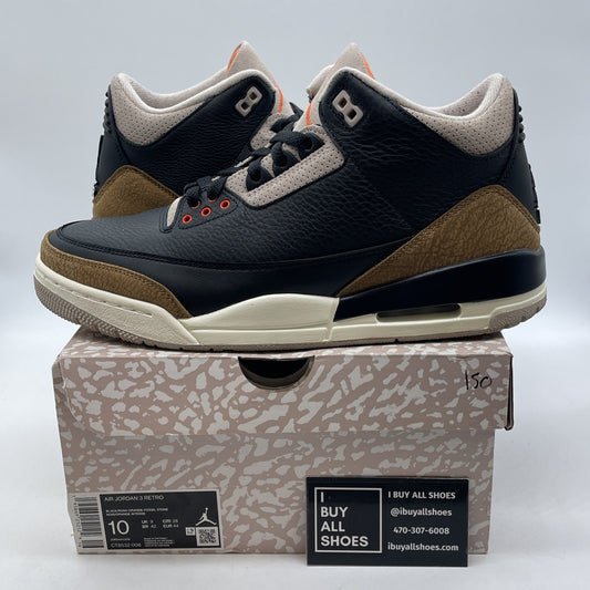 Size 10 - Jordan 3 Retro Mid Desert Elephant Black Suede Leather (CT8532-008)