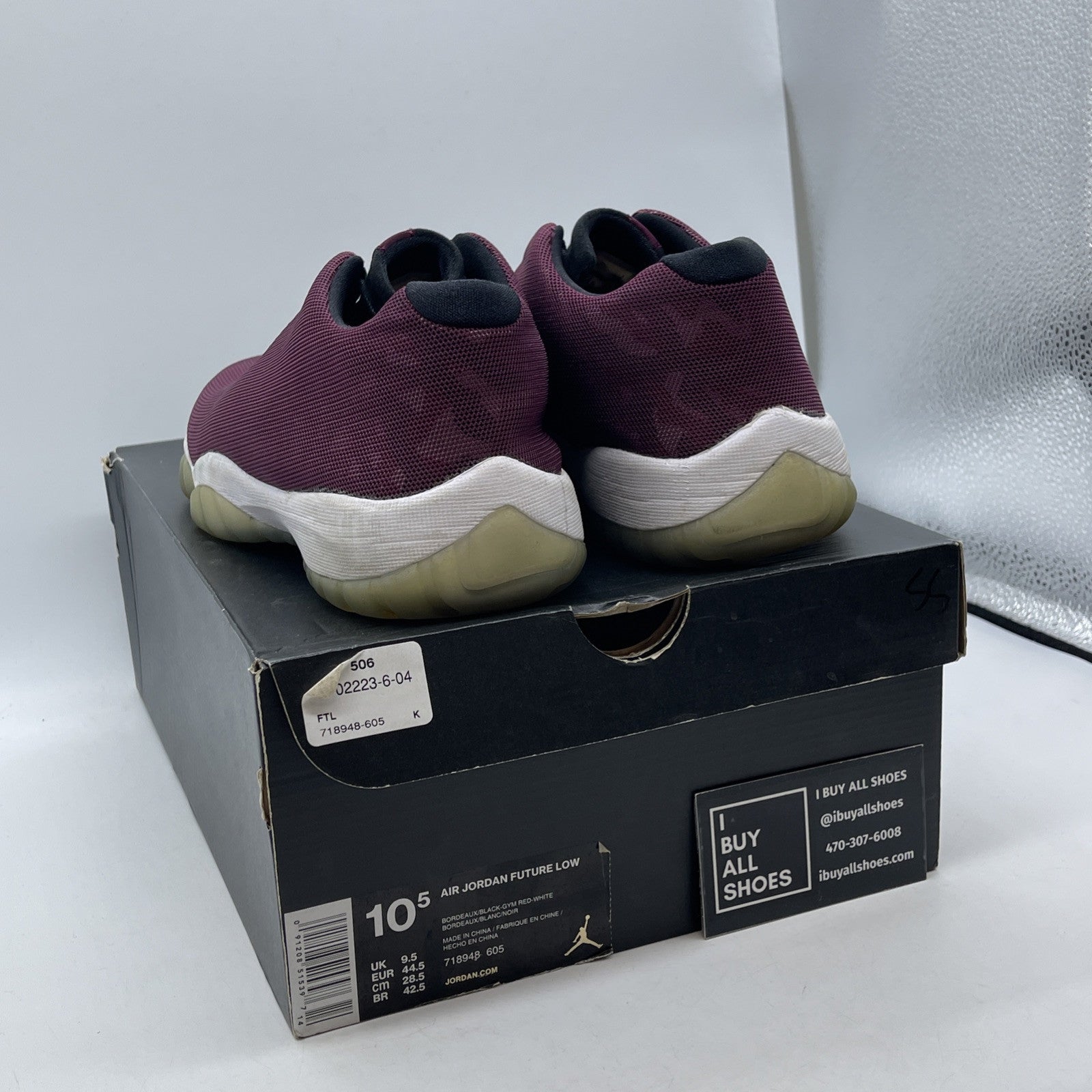 Size 10.5 - Air Jordan Future Low Bordeaux Camo Black Suede (718948-605)