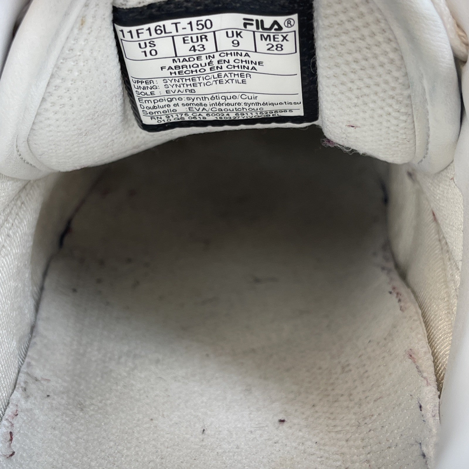 Size 10 - FILA Men's Original Fitness White Blue Red Leather (11F16LT-150)