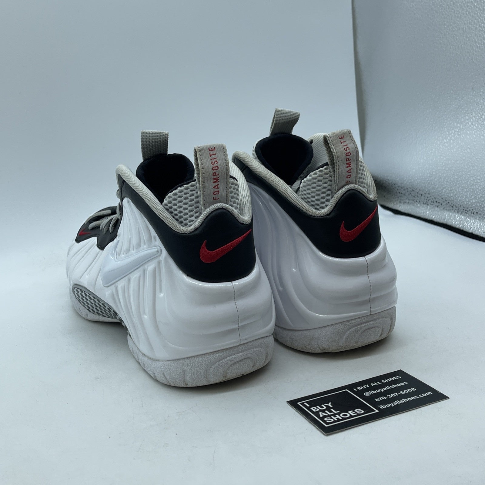 Size 12 - Nike Air Foamposite Pro Chrome White Black Red Suede (624041-103)