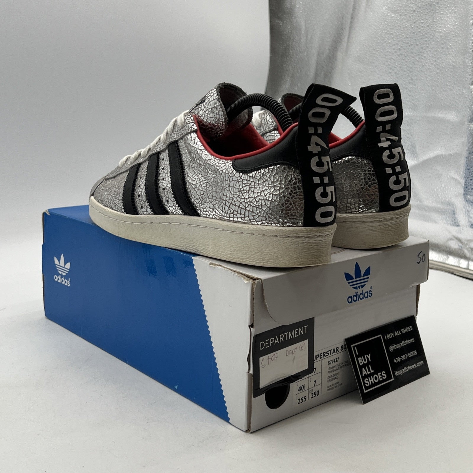 Size 8.5 - adidas Superstar 80s Topshop Exclusive Cracked Silver W
