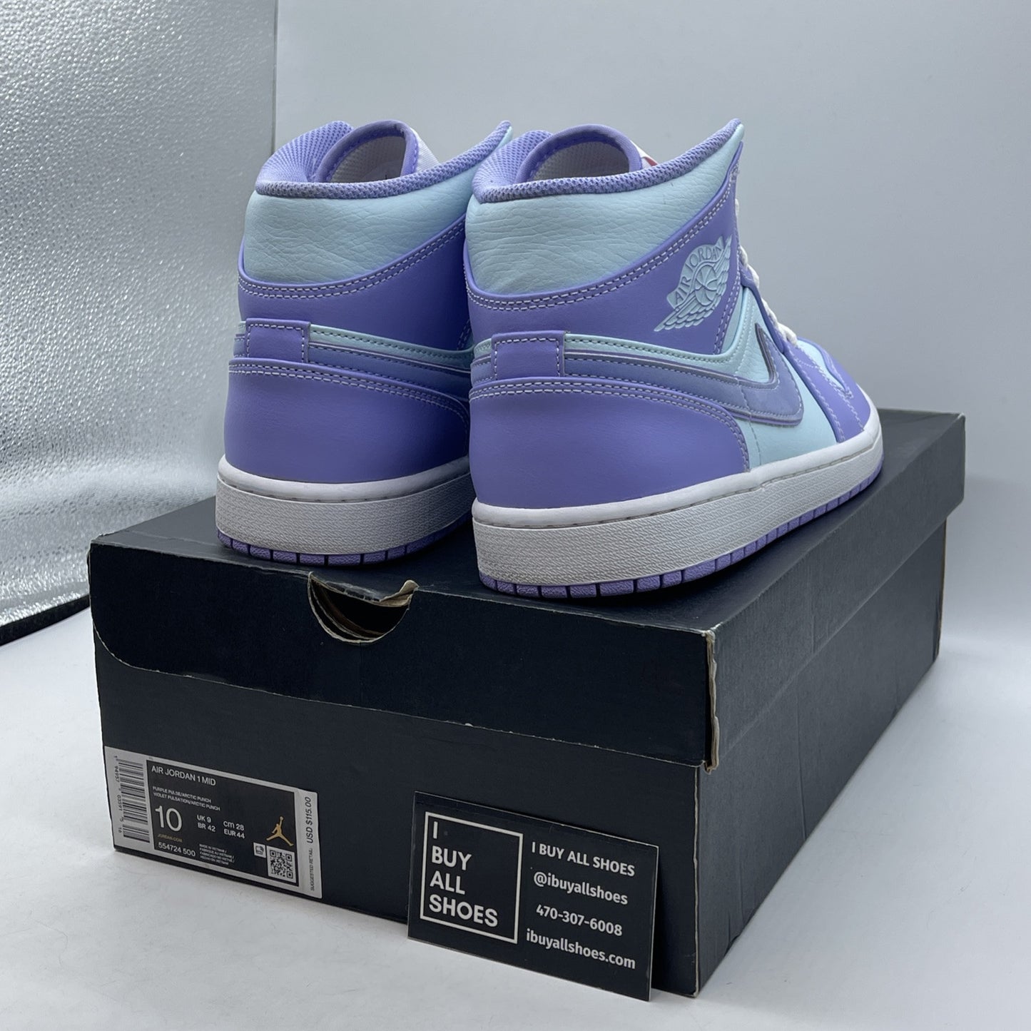 Size 10 - Air Jordan 1 Mid Purple Pulse Purple Blue Leather (554724-500)