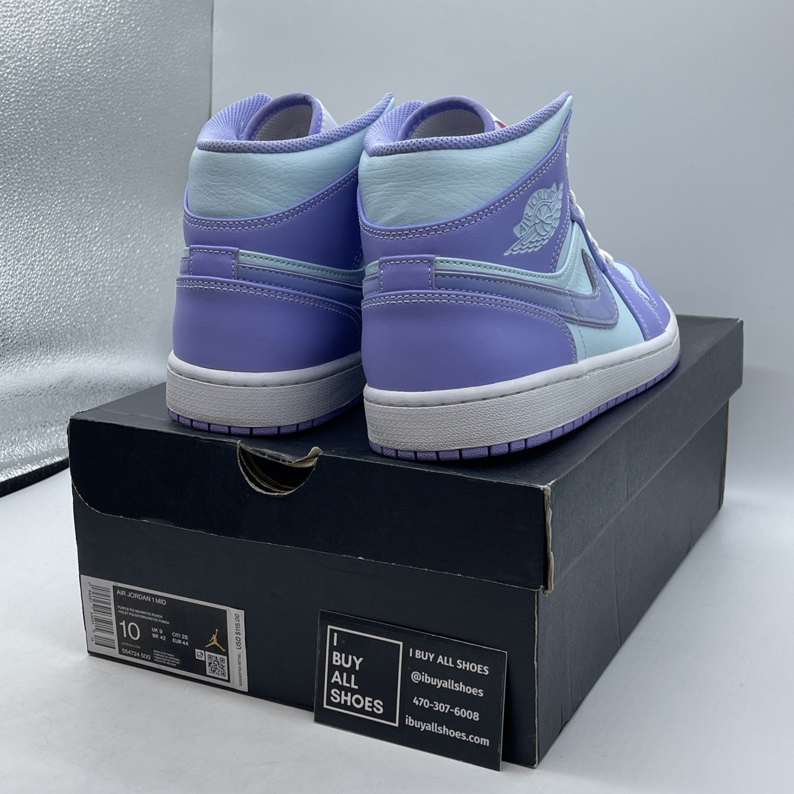 Size 10 - Air Jordan 1 Mid Purple Pulse Purple Blue Leather (554724-500)