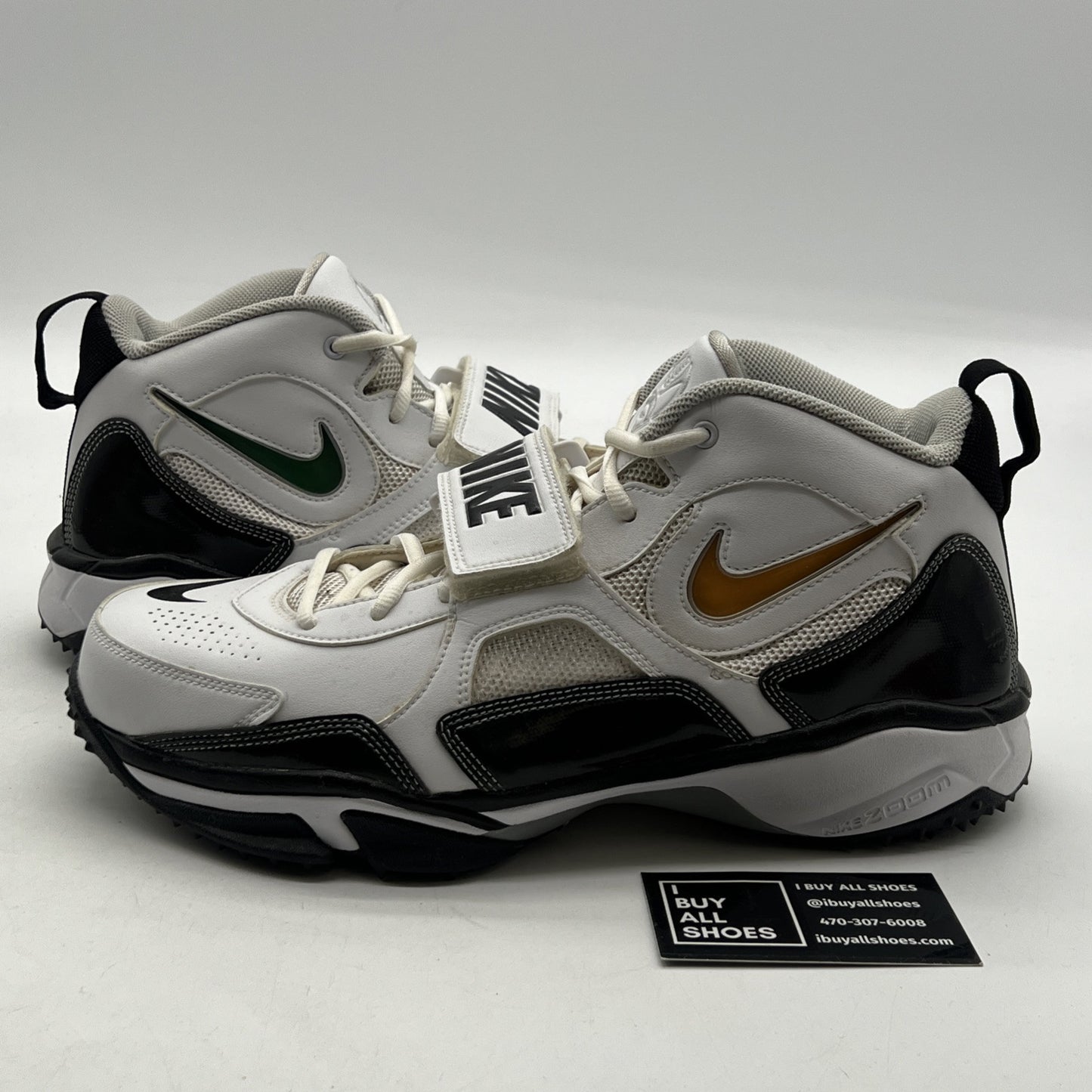 Size 11W - Nike White Black Zoom Code Pro Shark Football Cleats (352640-102)