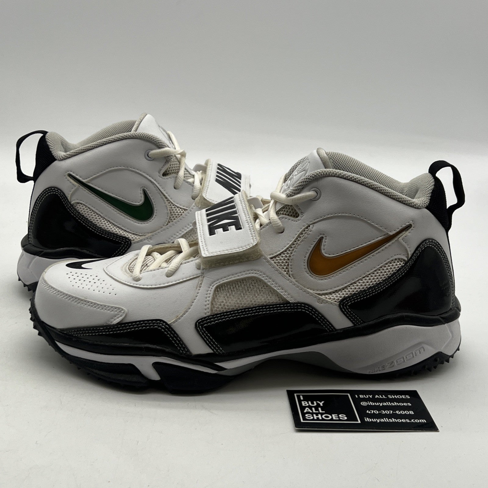 Size 11W - Nike White Black Zoom Code Pro Shark Football Cleats (352640-102)