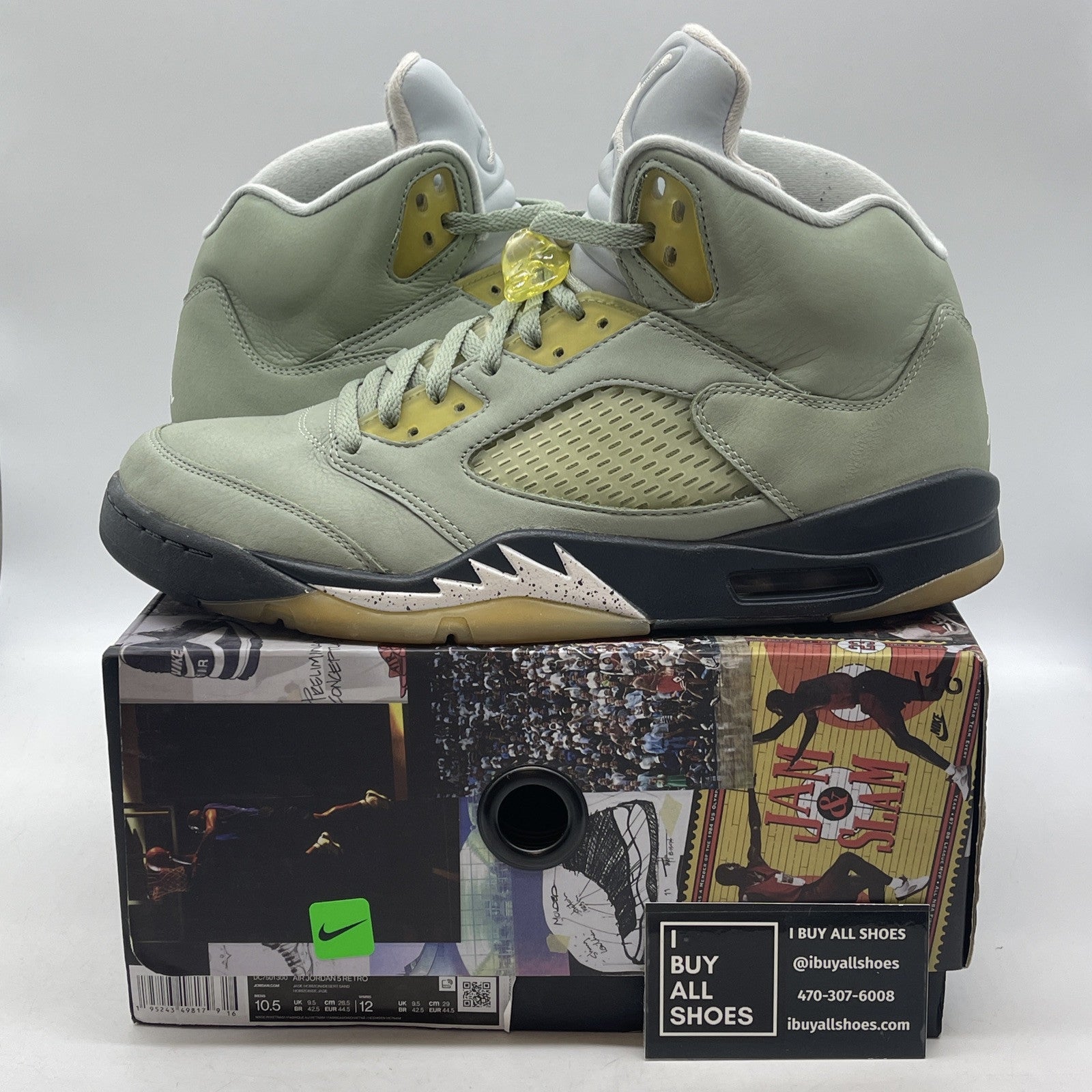 Size 10.5 - Jordan 5 JADE HORIZON 2022 Green White Suede (DC7501-300)