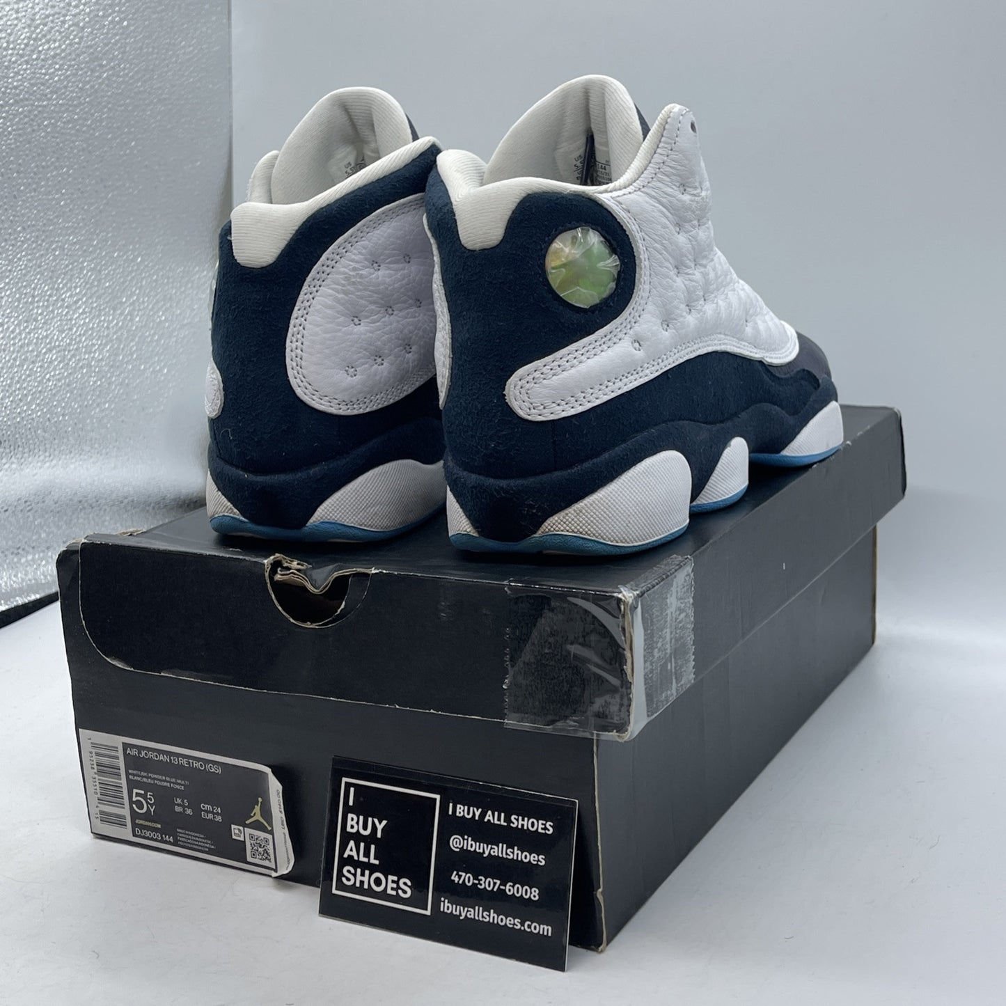 Size 5.5Y - Jordan 13 Retro GS Obsidian Blue White Leather Suede (DJ3003-144)