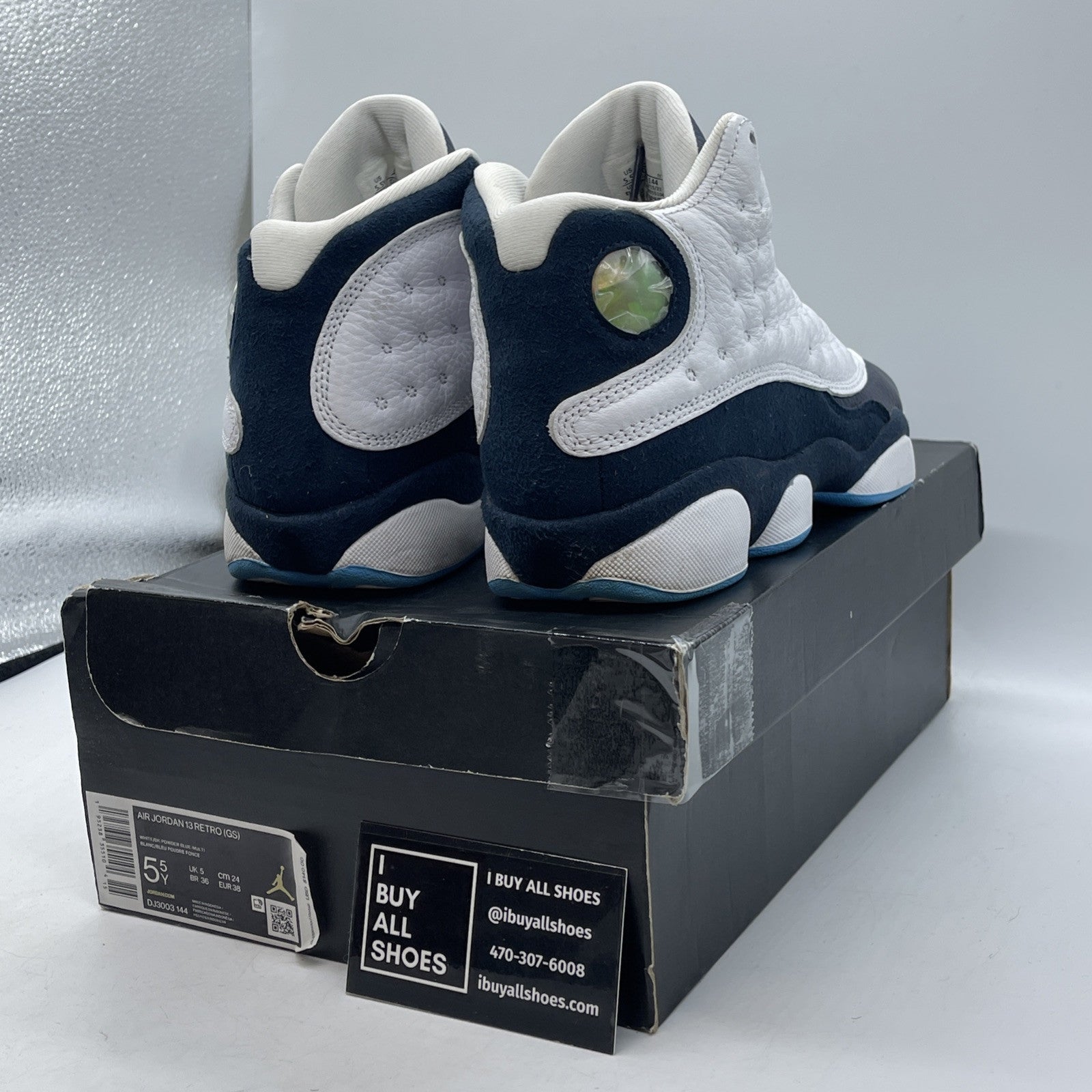 Size 5.5Y - Jordan 13 Retro GS Obsidian Blue White Leather Suede (DJ3003-144)