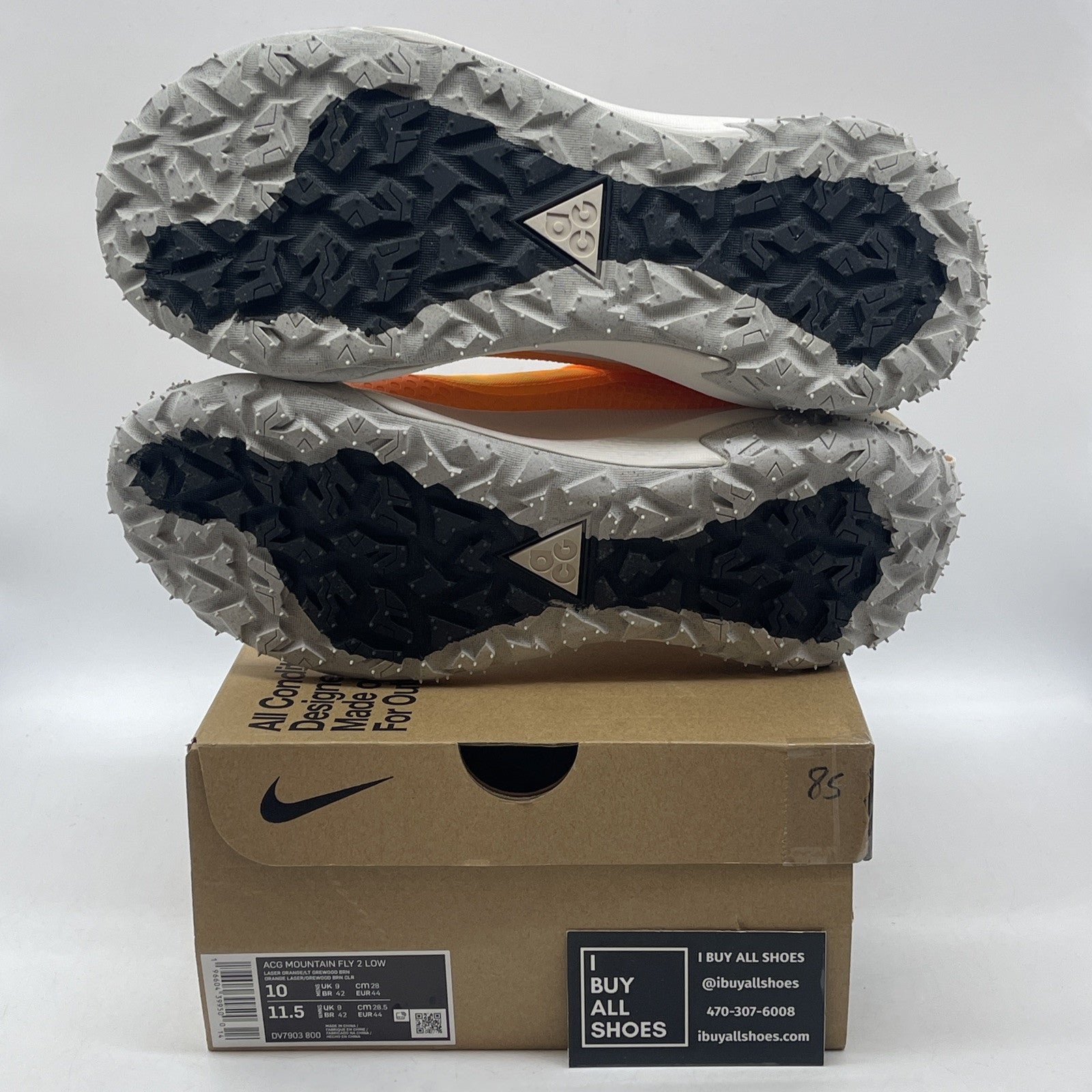Size 10 - Nike ACG Mountain Fly 2 Low Laser Orange White Suede (DV7903-800)