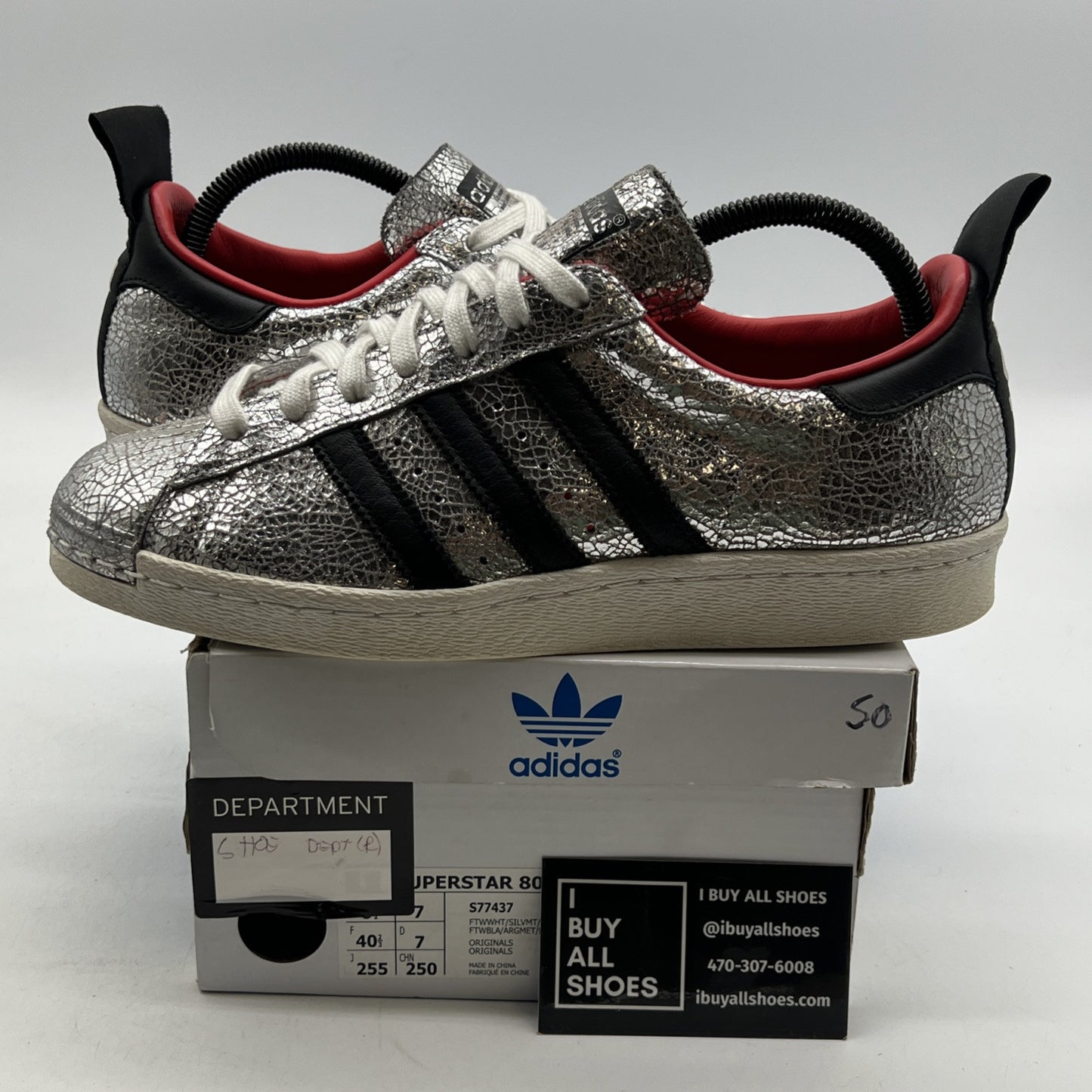 Size 8.5 - adidas Superstar 80s Topshop Exclusive Cracked Silver W