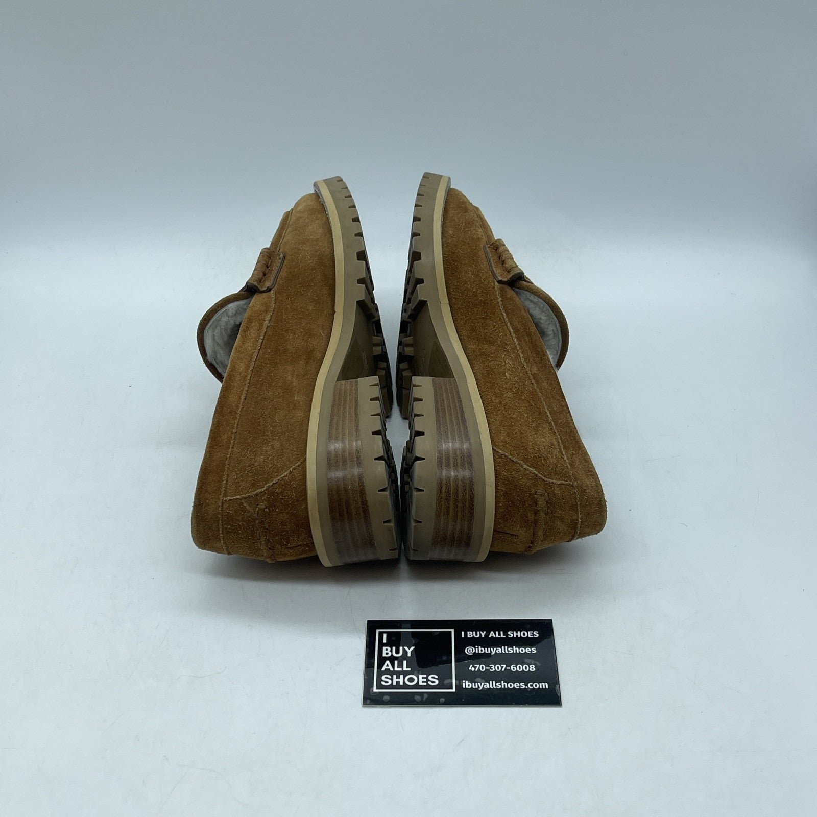 Size 38 - JIMMY CHOO Deanna Shearling lined suede lug sole moc toe loafers