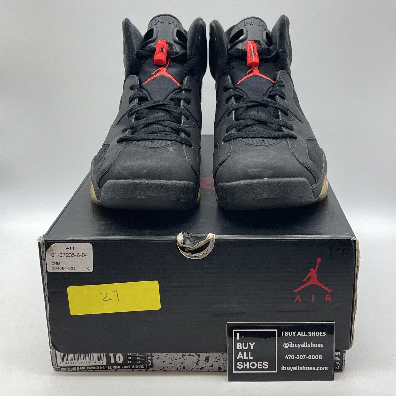 Size 10 - Jordan 6 Retro Infrared Black Pink Suede (384664-023)