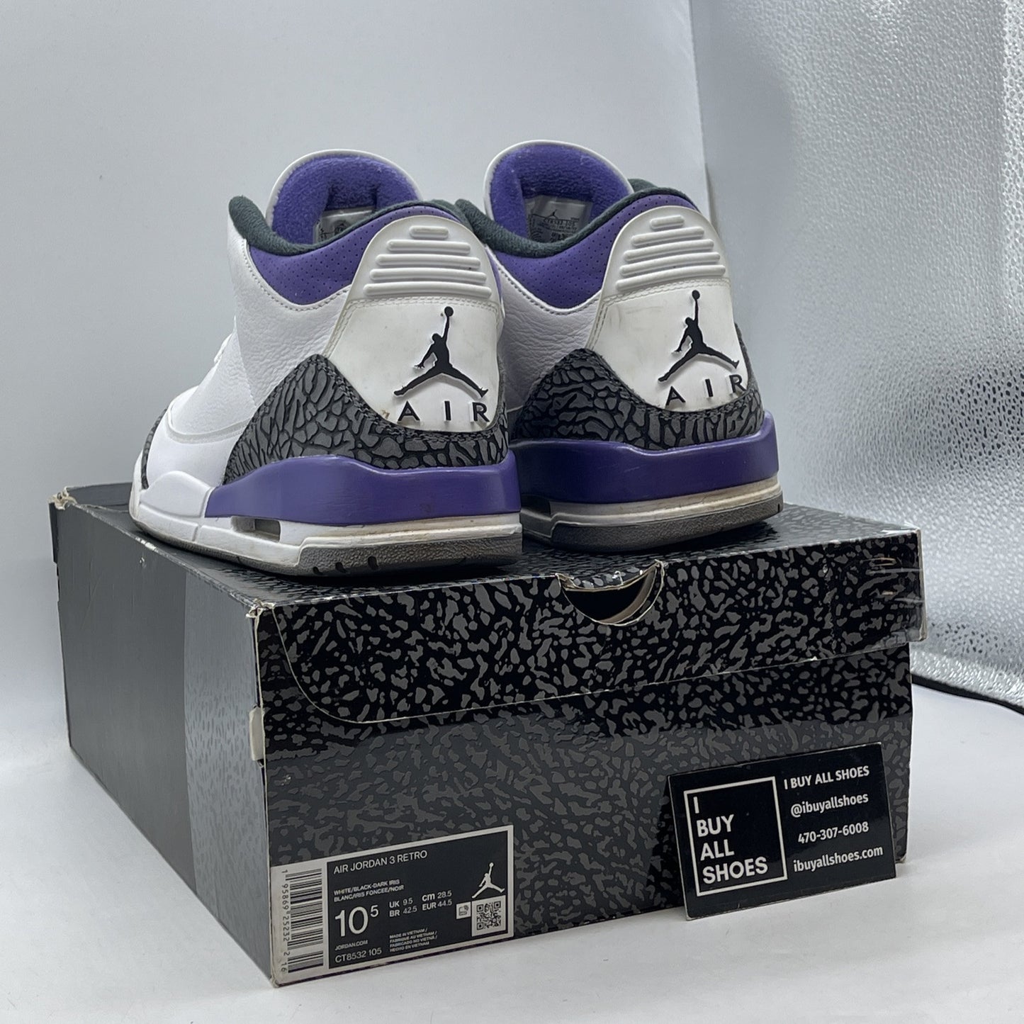 Size 10.5 - Jordan 3 Retro Mid Dark Iris White Grey Suede Leather (CT8532-105)