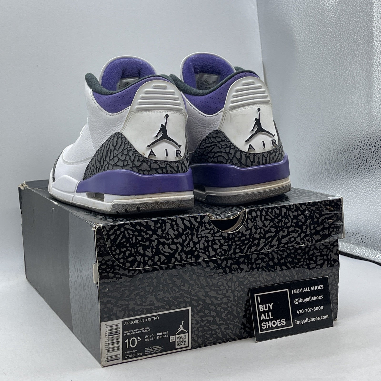 Size 10.5 - Jordan 3 Retro Mid Dark Iris White Grey Suede Leather (CT8532-105)