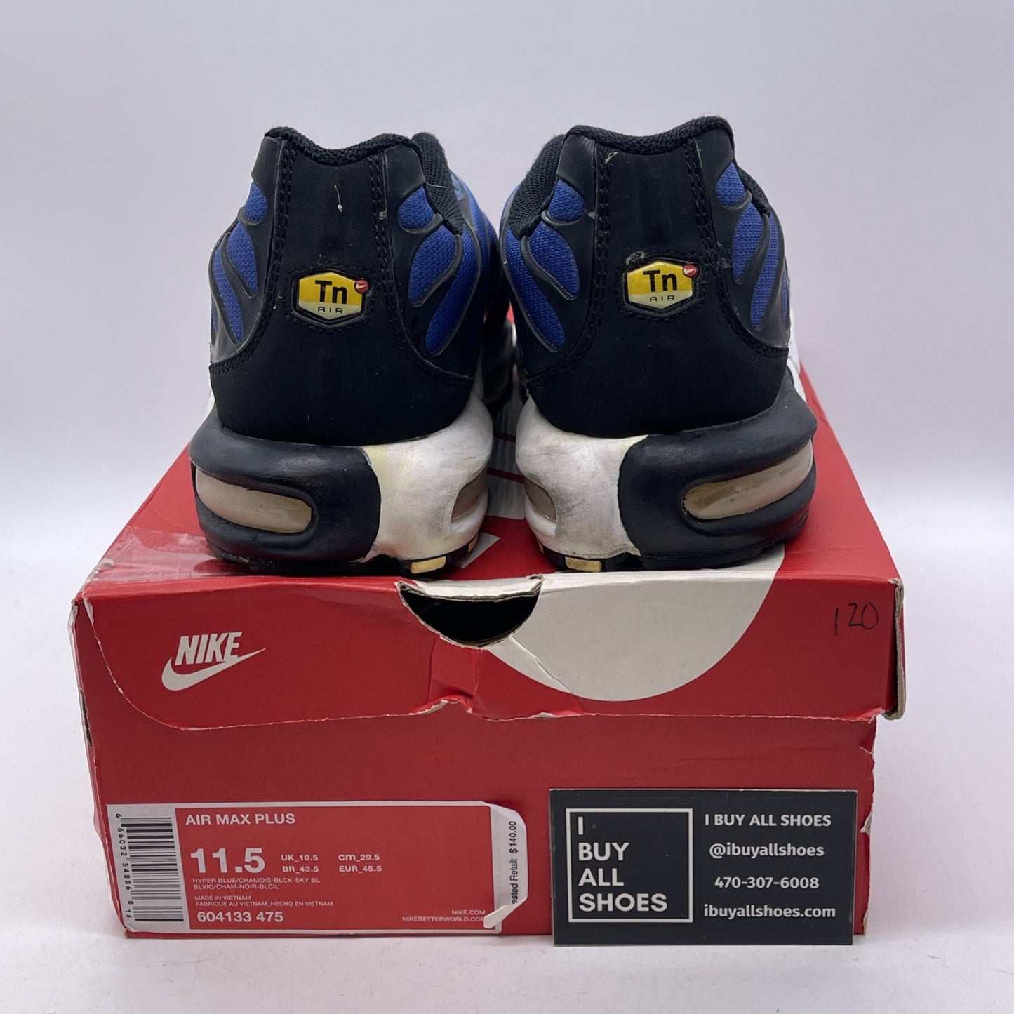 Size 11.5 - Nike Air Max Plus Hyper Blue Black Suede (604133-475)