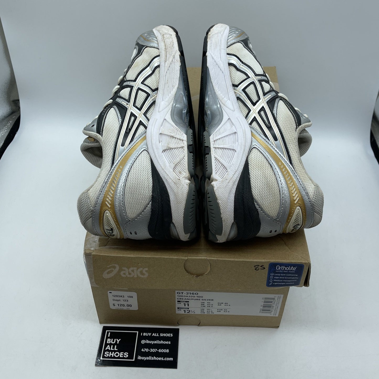 Size 11 - ASICS GT 2160 Cream Silver Gold White Suede Leather (GT-2160)