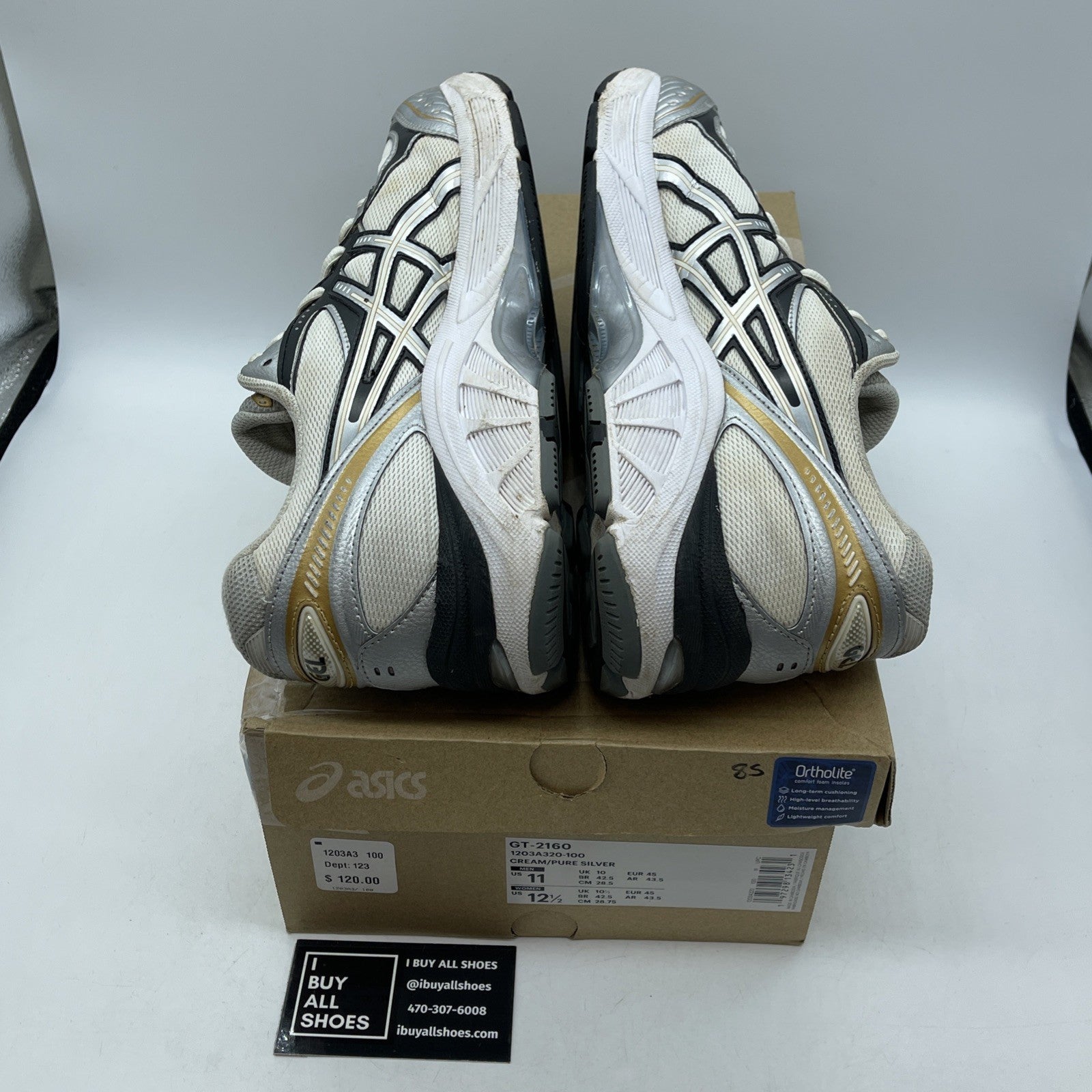 Size 11 - ASICS GT 2160 Cream Silver Gold White Suede Leather (GT-2160)