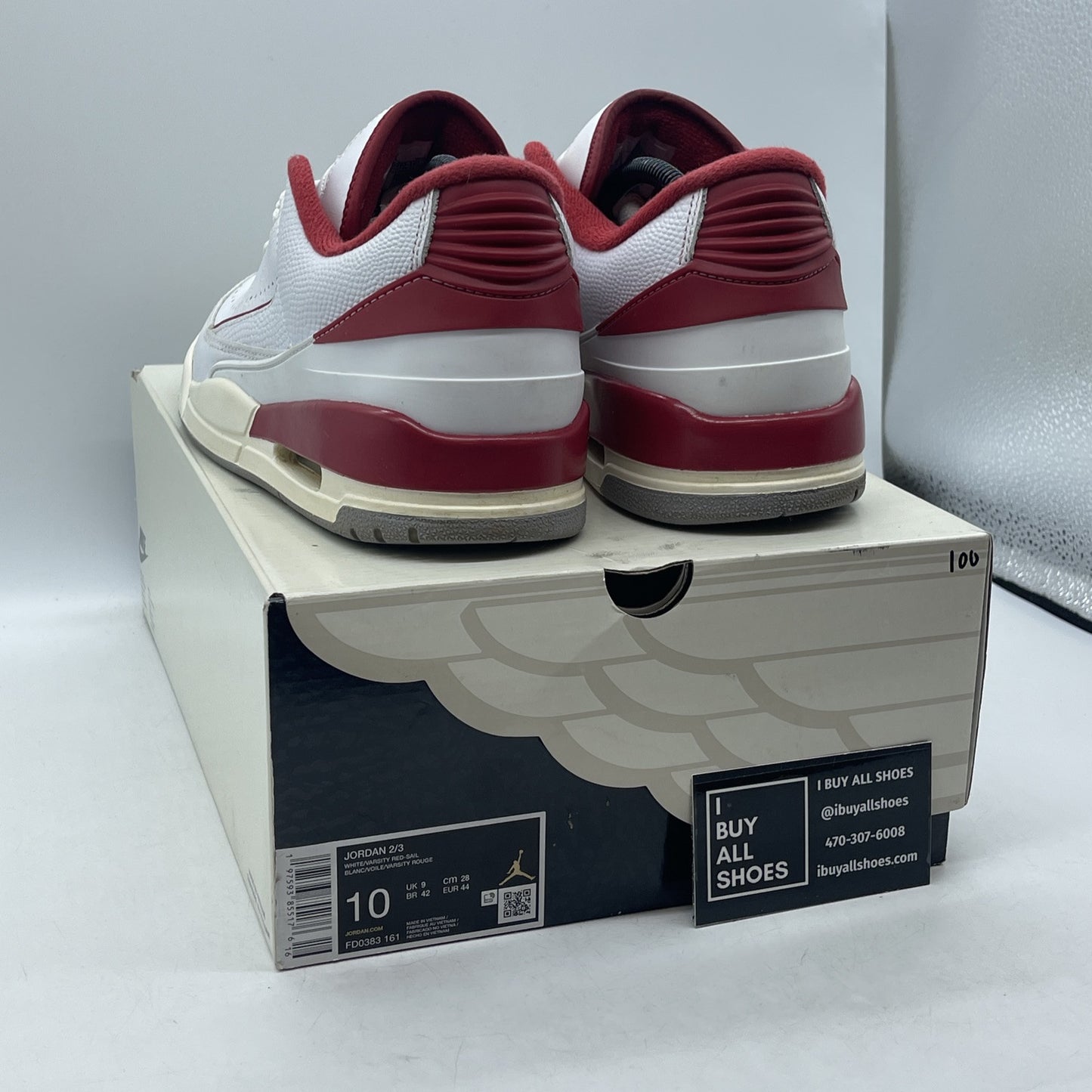 Size 10 - Air Jordan 2/3 White Varsity Red White Leather (FD0383-161)