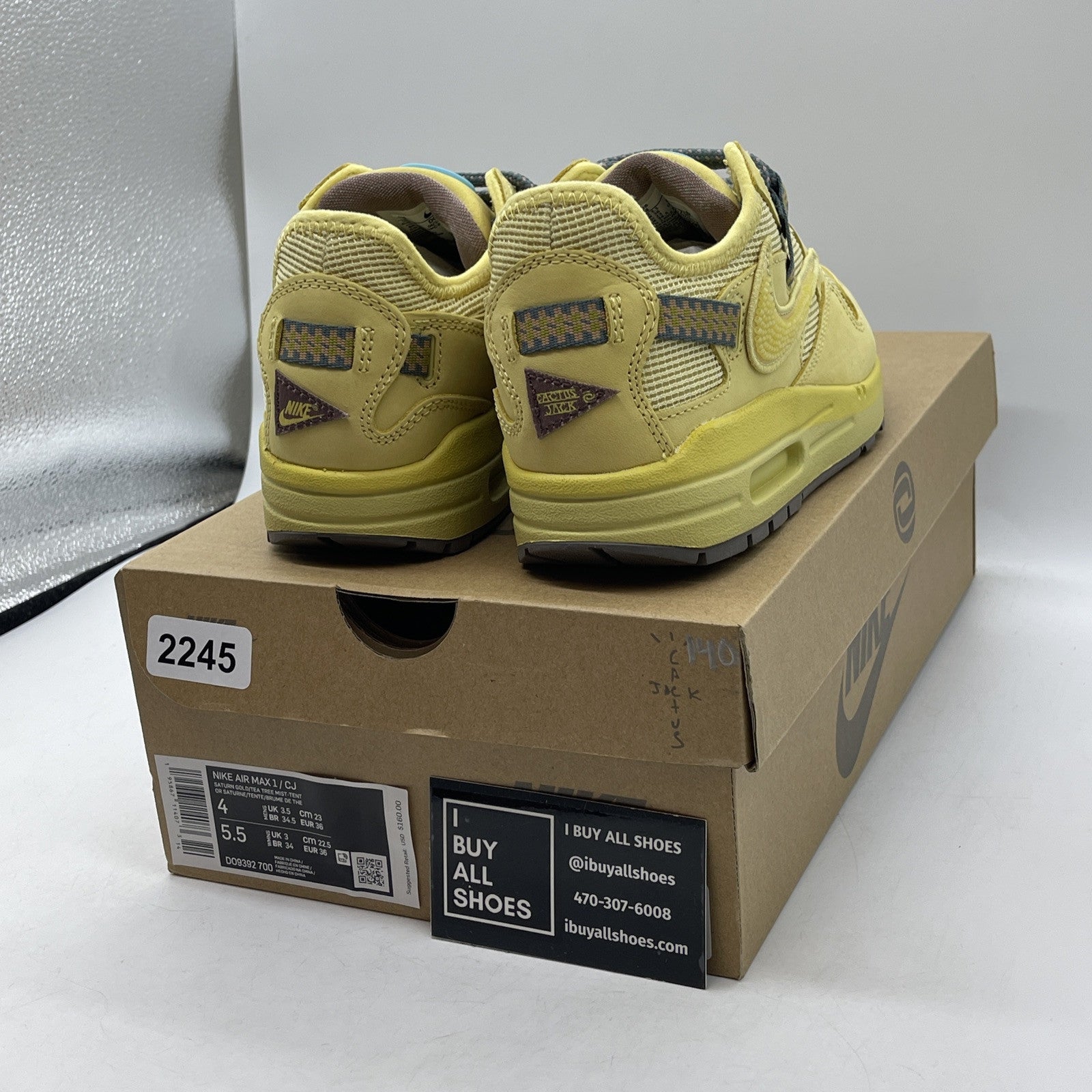 Size 4 - Nike Air Max 1 x Travis Scott Saturn Gold Suede Leather (DO9392-700(