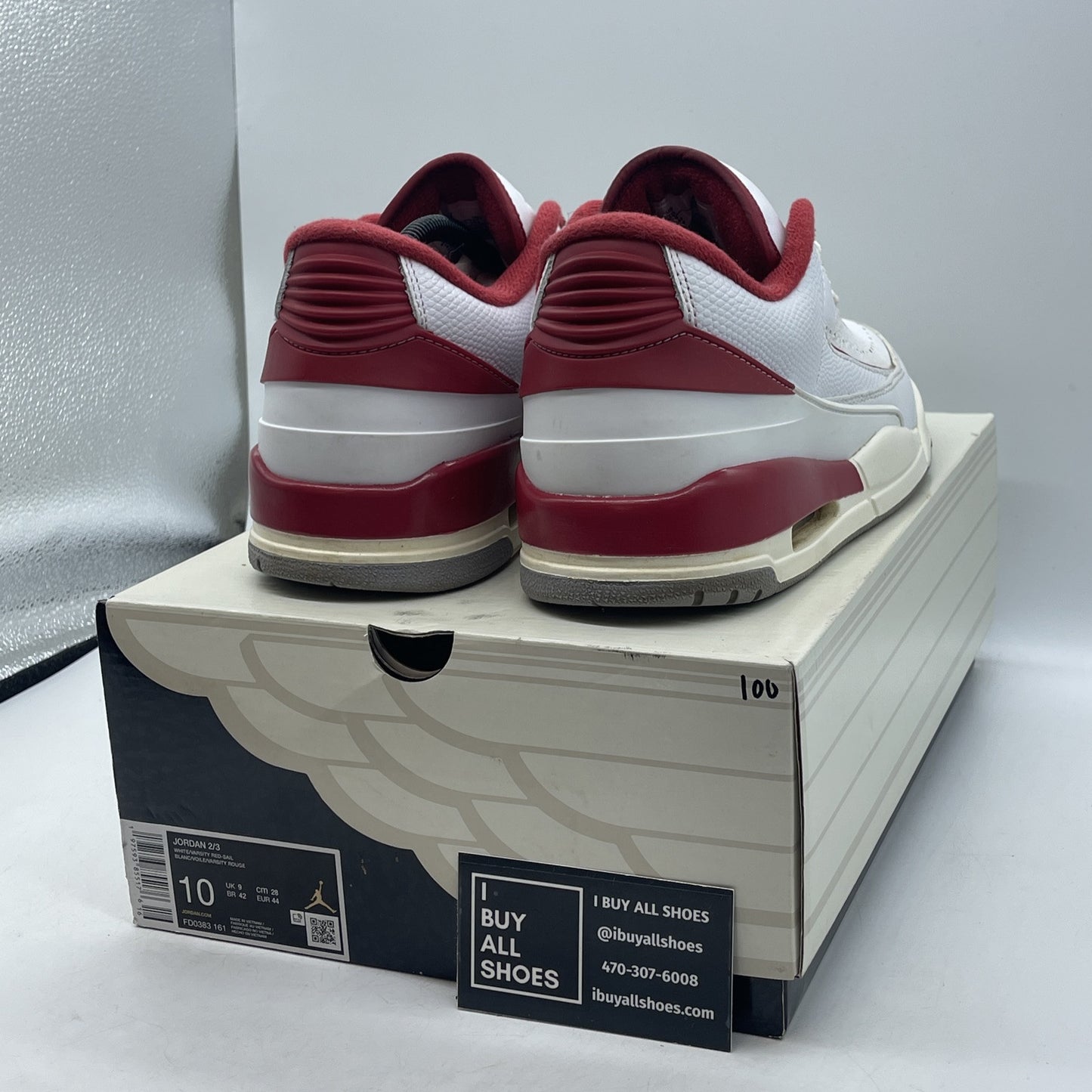 Size 10 - Air Jordan 2/3 White Varsity Red White Leather (FD0383-161)