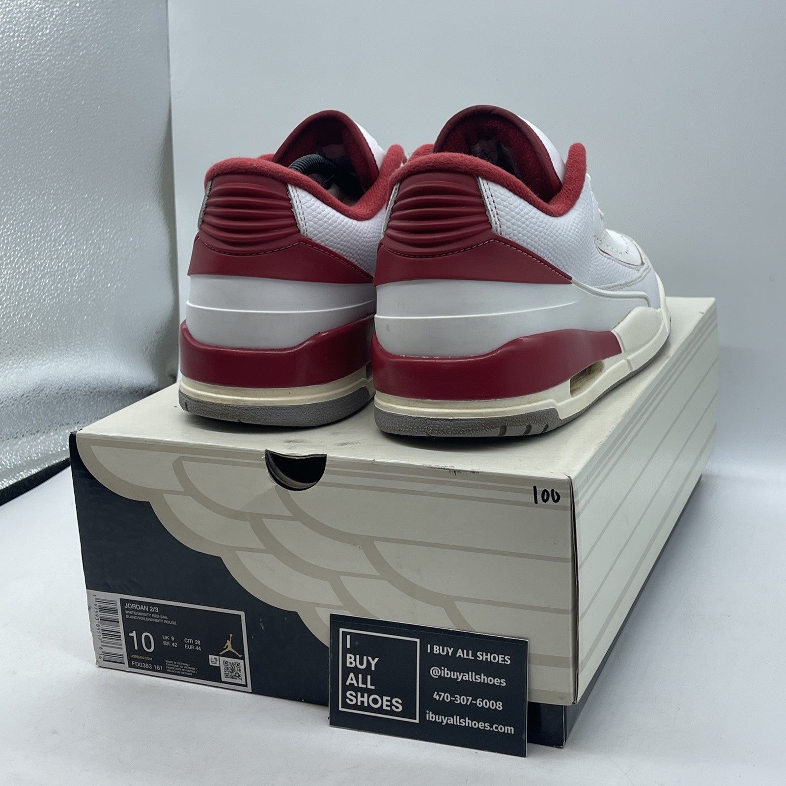 Size 10 - Air Jordan 2/3 White Varsity Red White Leather (FD0383-161)