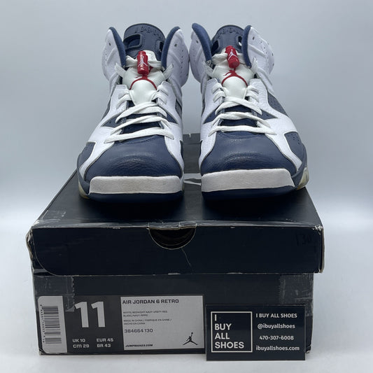 Size 11 - Air Jordan 6 Retro 2012 Olympic White Blue Leather (384664-130)
