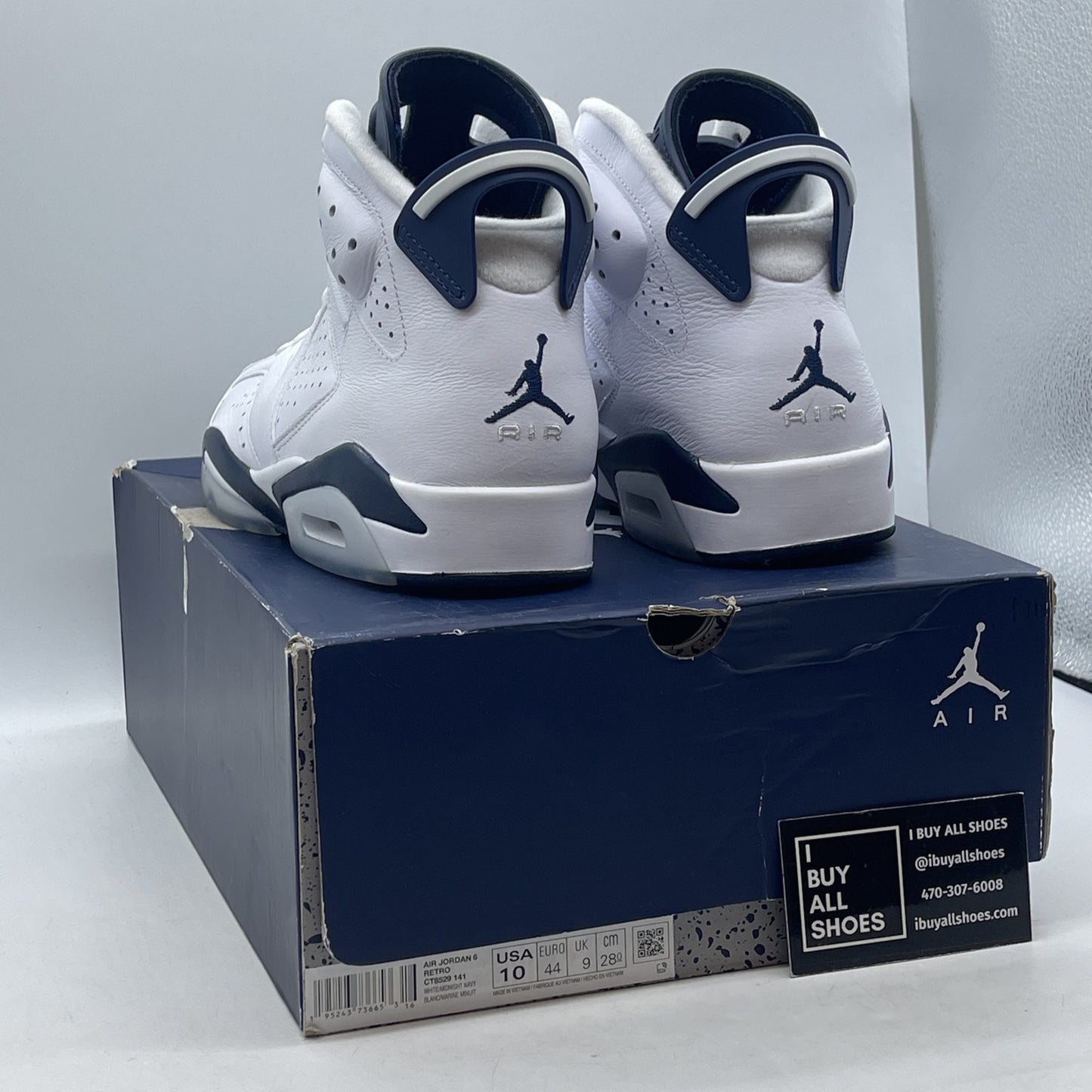 Size 10 - Jordan 6 Retro Midnight Navy White Leather Suede (CT8529-141)