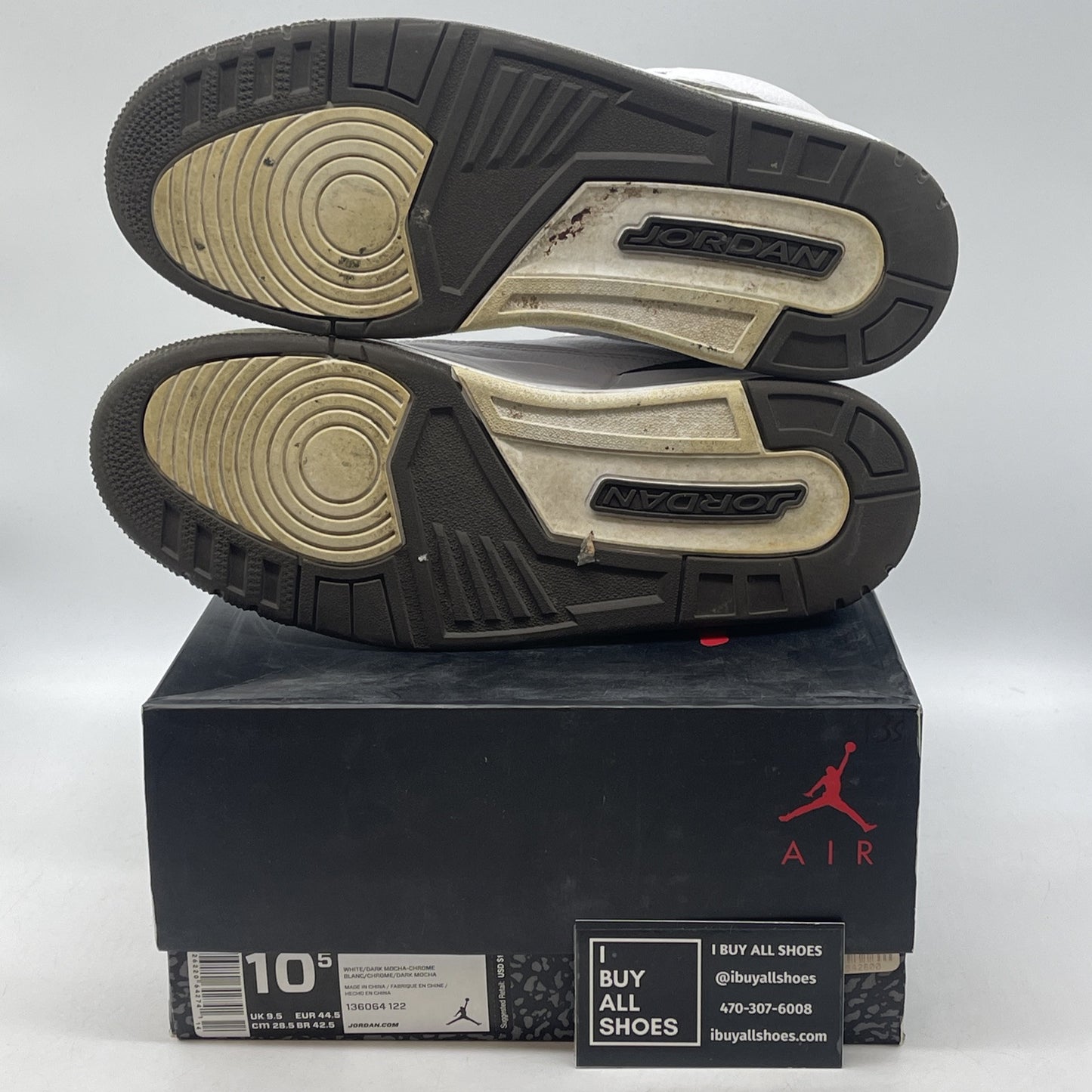 Size 10.5 - Air Jordan 3 Retro 2018 Mocha Brown White Suede (136064-122)