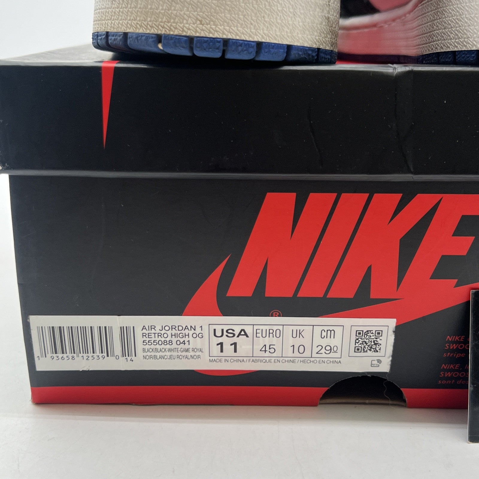 Size 11 -  Air Jordan 1 Retro OG High Royal Toe (555088-041)