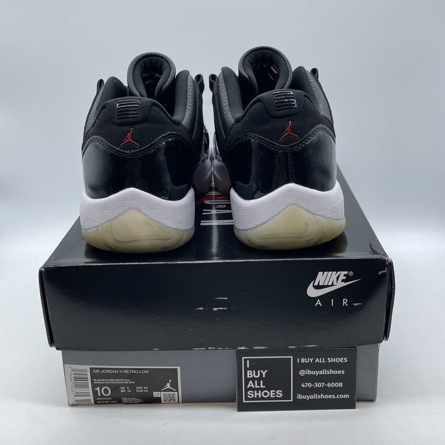 Size 10 - Jordan 11 Retro Low 72-10 Black Grey Red Suede Leather (AV2187-001)