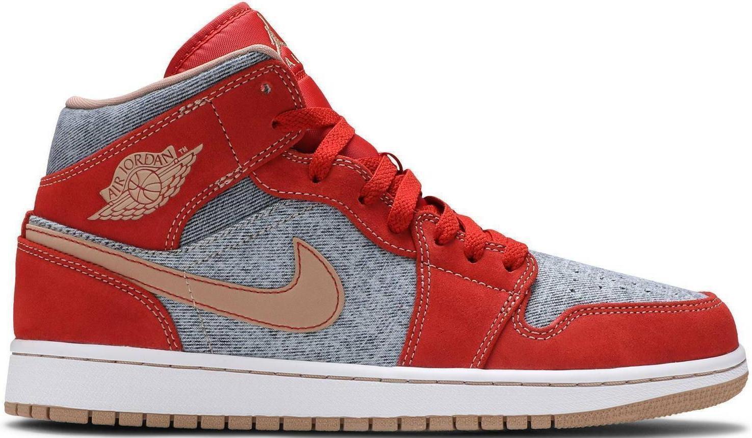 Size 10 - Air Jordan 1 Mid Denim Red Blue Brown Suede (DM4352-500)