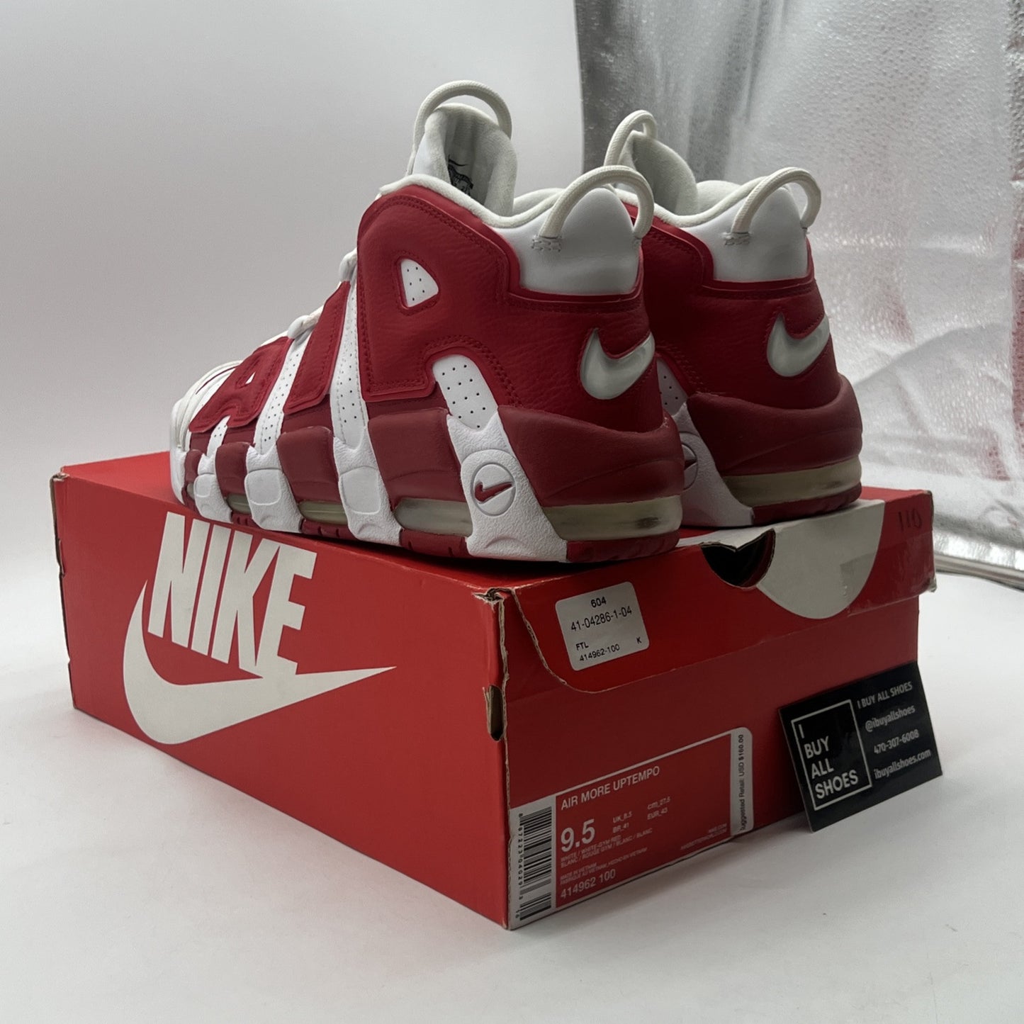 Size 9.5 - Nike Air More Uptempo White Red (414962-100)