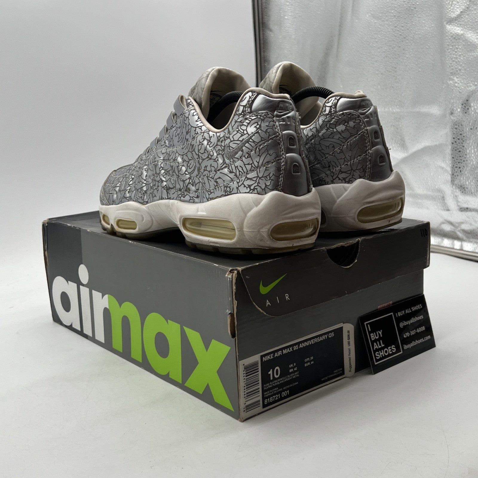 Size 10 - Nike Air Max 95 20th Anniversary Pure Platinum (818721-001)