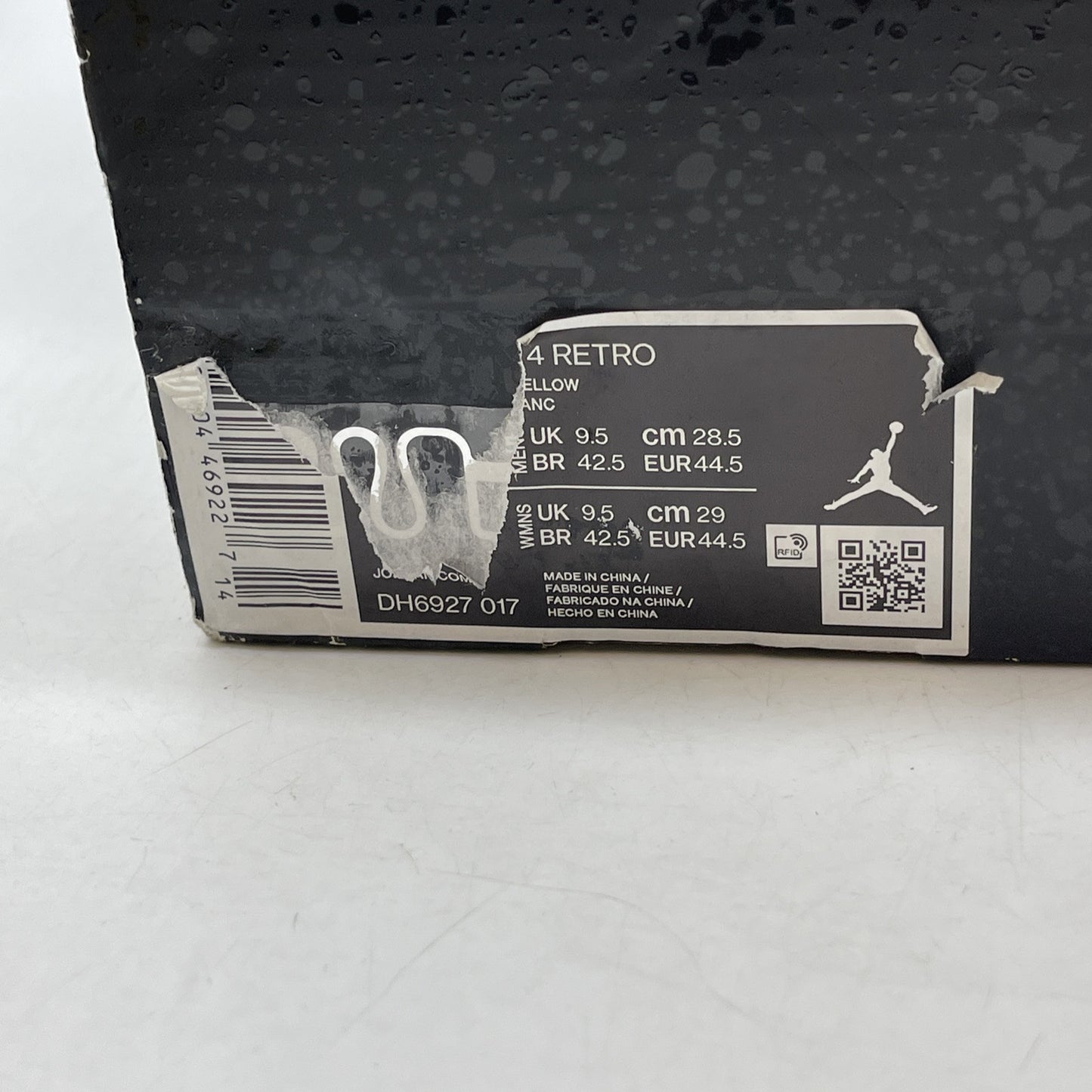 Size 10 - Jordan 4 Retro Mid Thunder Yellow Black White Suede (DH6927-017)