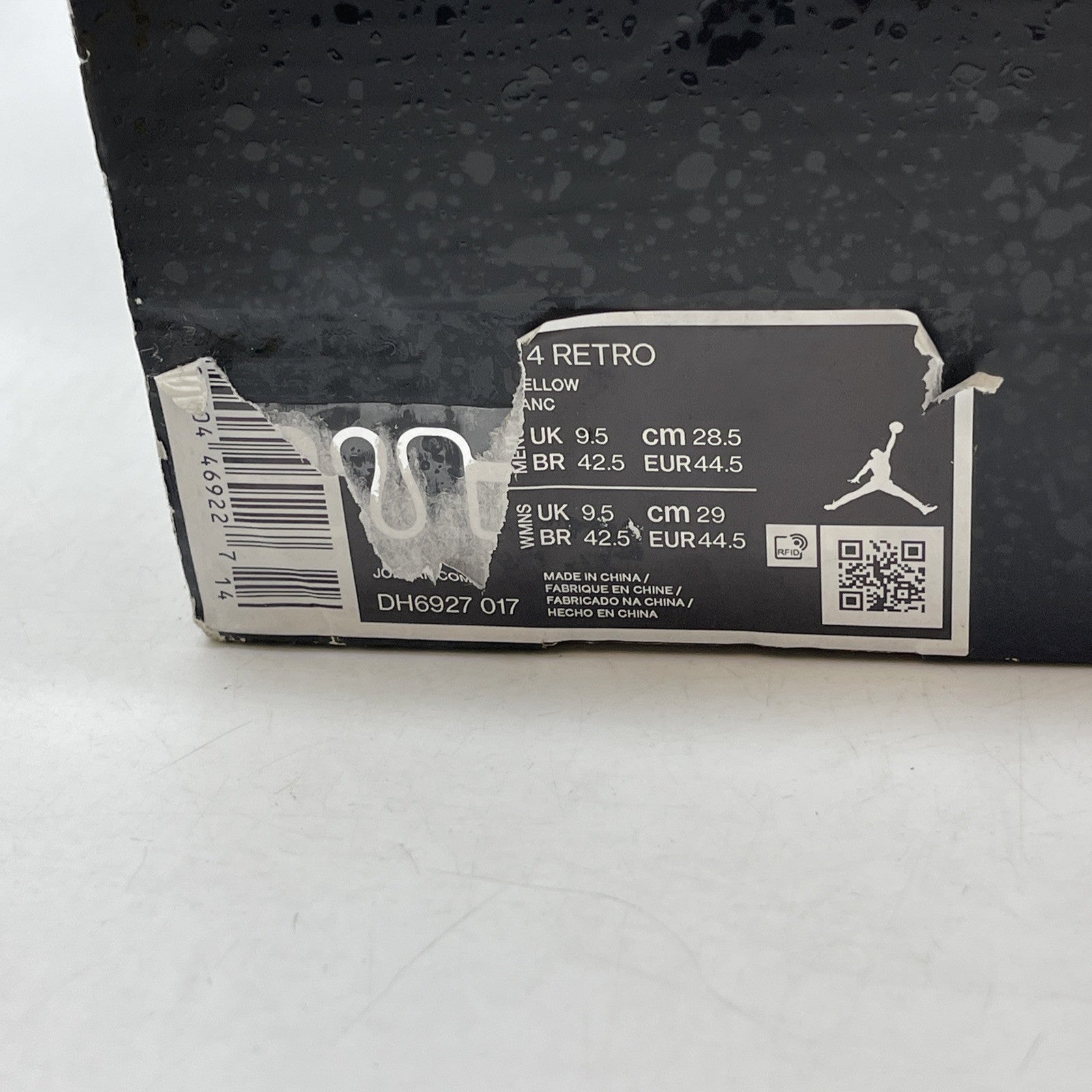 Size 10 - Jordan 4 Retro Mid Thunder Yellow Black White Suede (DH6927-017)