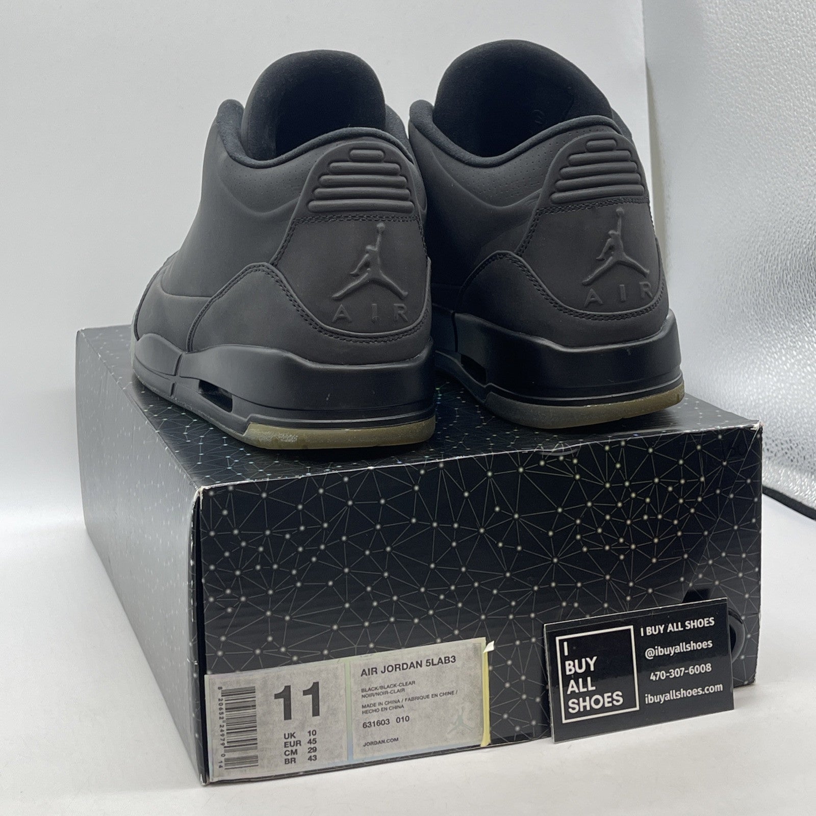 Size 11 - Air Jordan 3 5Lab3 Reflective Black Leather ( 631603-010)