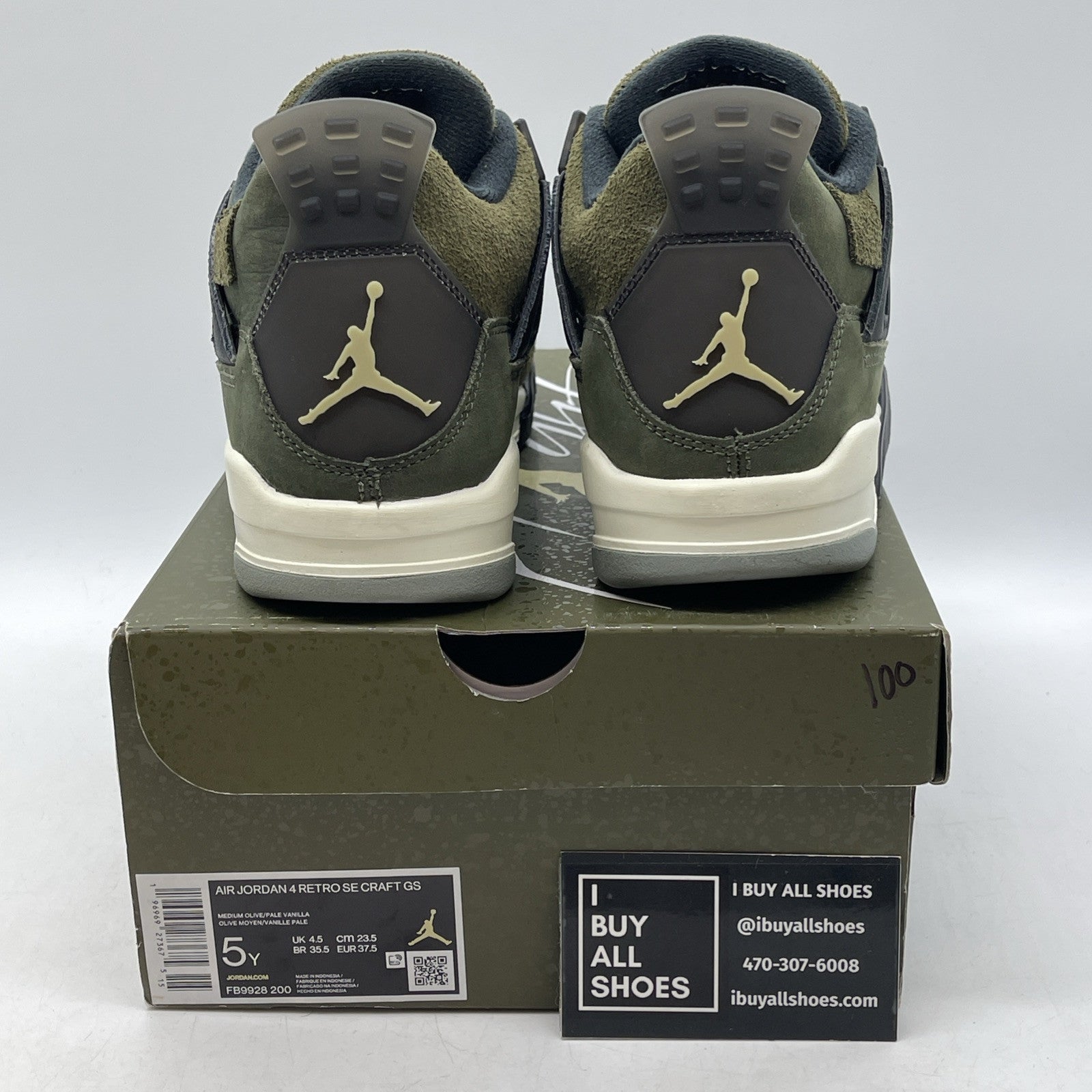 Size 5Y - Jordan 4 SE Retro Low Craft Olive Green Black Suede (FB9928-200)