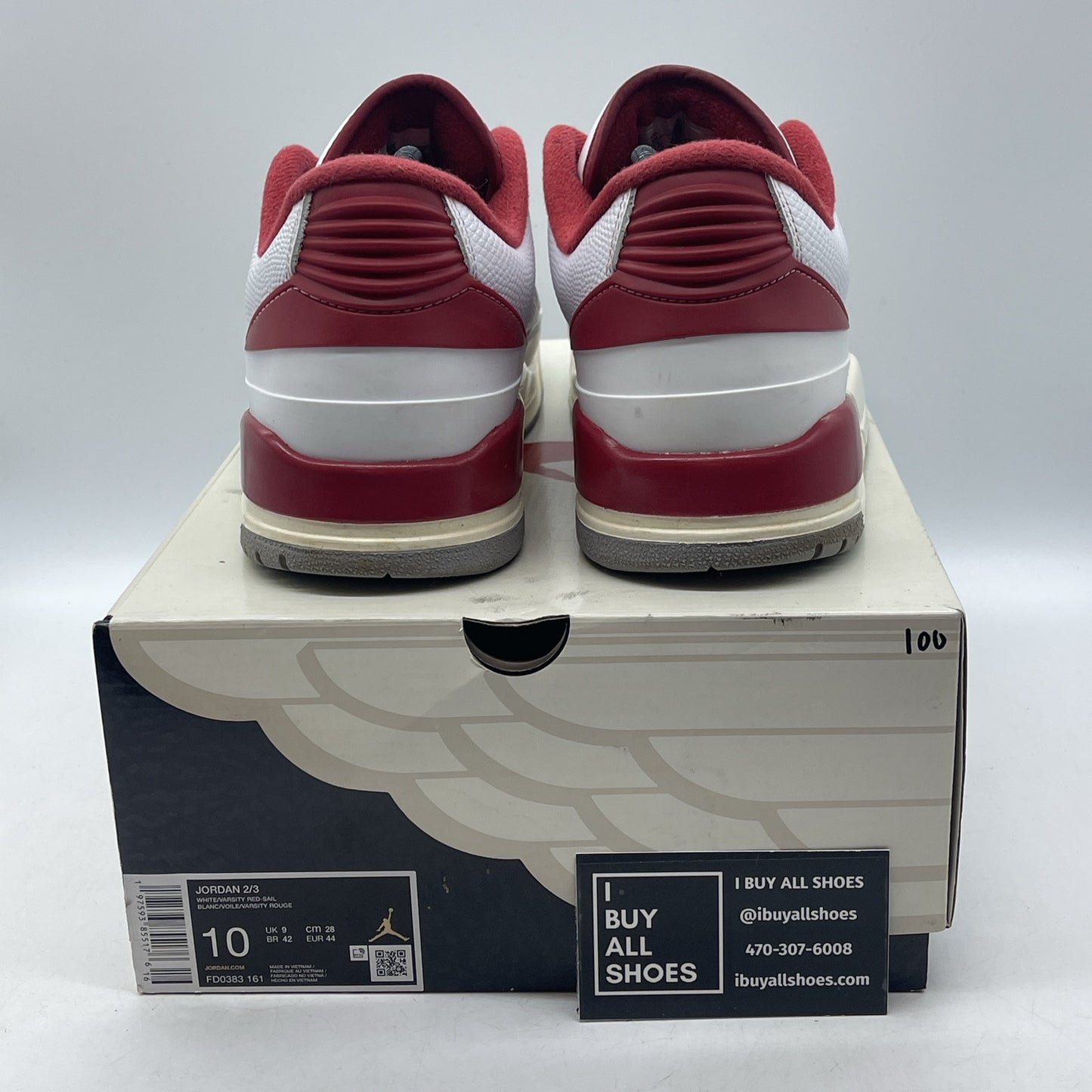 Size 10 - Air Jordan 2/3 White Varsity Red White Leather (FD0383-161)