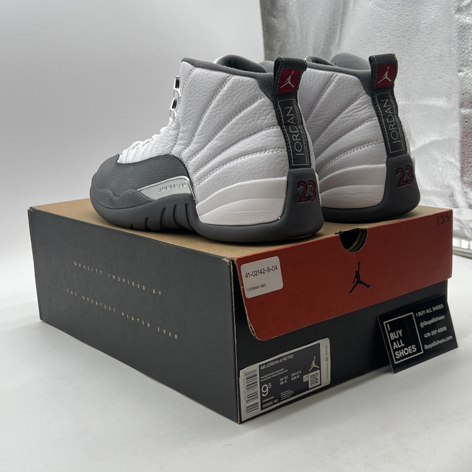 Size 9.5 - Air Jordan 12 Retro Dark Grey (130690-160)