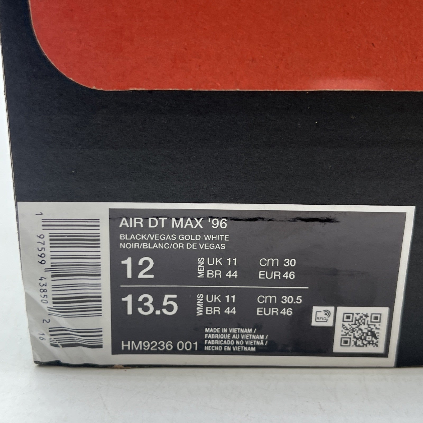 Size 12 - Air DT Max 96 Colorado Home Black Gold Suede (HM9236-001)
