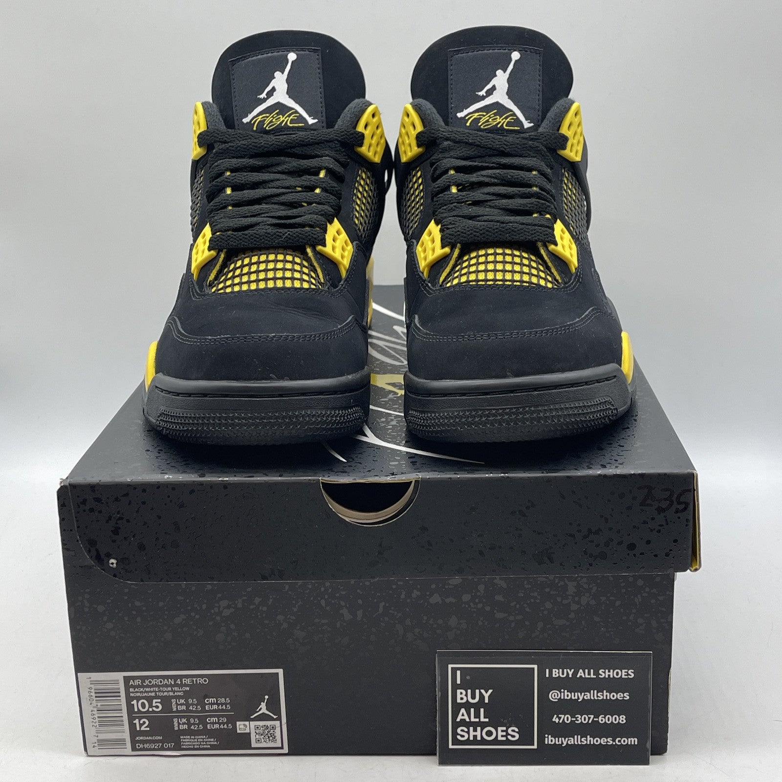 Size 10.5 - Jordan 4 Retro Mid Thunder Yellow White Black Suede (DH6927-017)