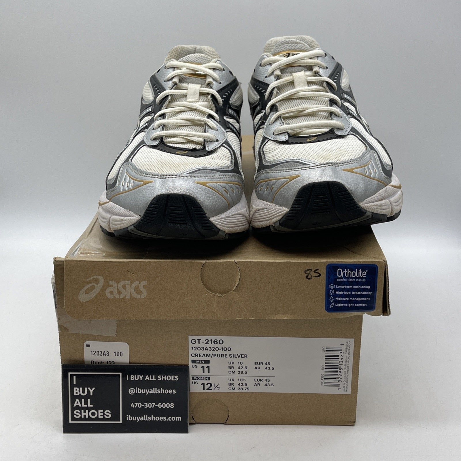 Size 11 - ASICS GT 2160 Cream Silver Gold White Suede Leather (GT-2160)