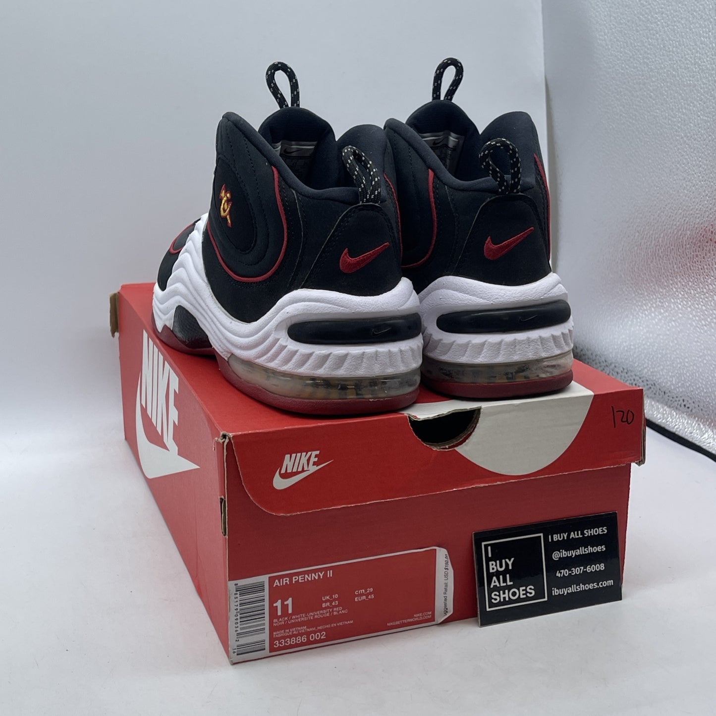 Size 11 - Nike Air Penny 2 2016 Miami Heat Black Suede (333886-002)