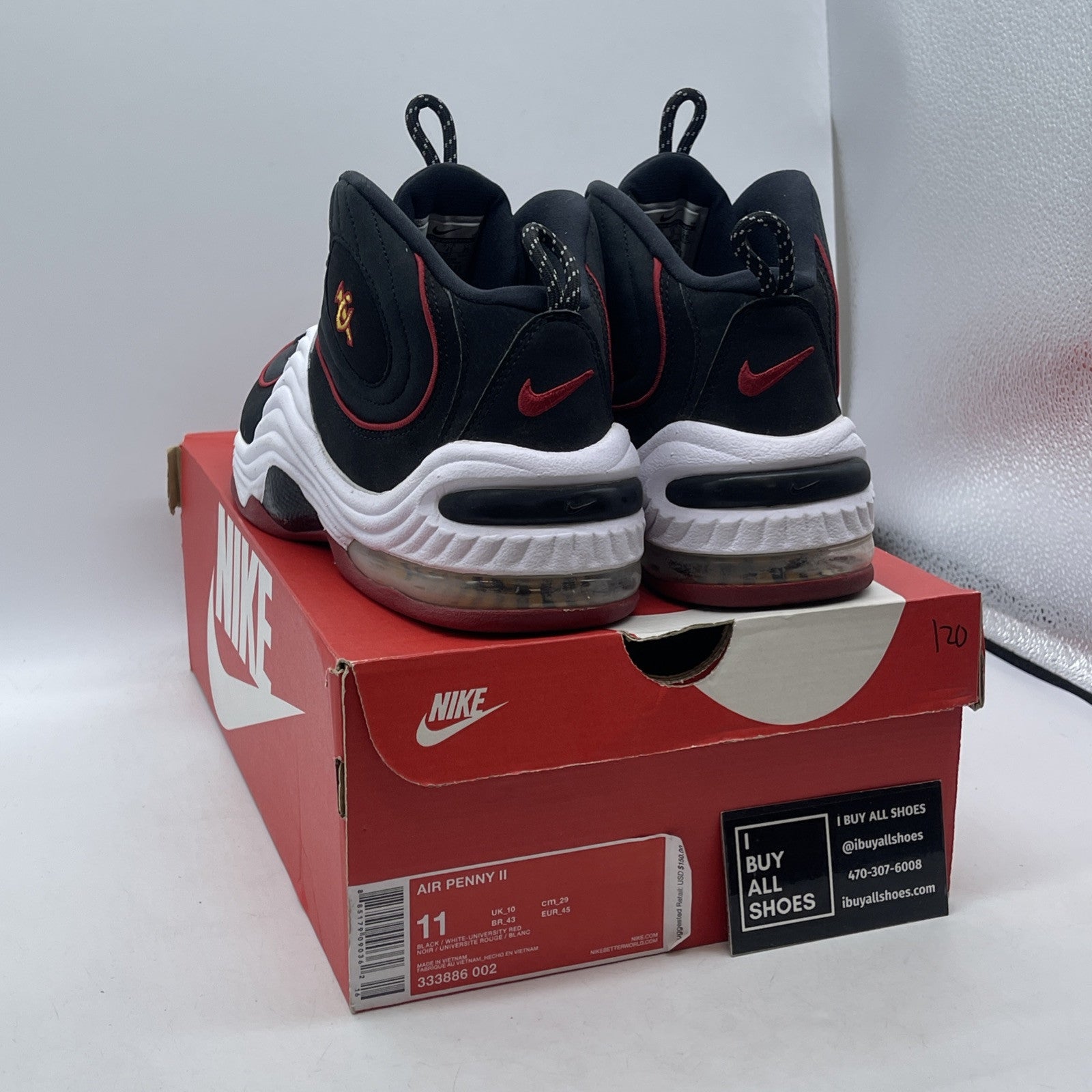 Size 11 - Nike Air Penny 2 2016 Miami Heat Black Suede (333886-002)