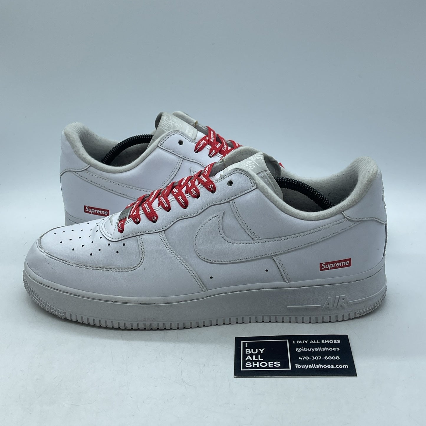 Size 12 - Nike Air Force 1 x Supreme Low Box Logo - White Leather (CU9225-100)