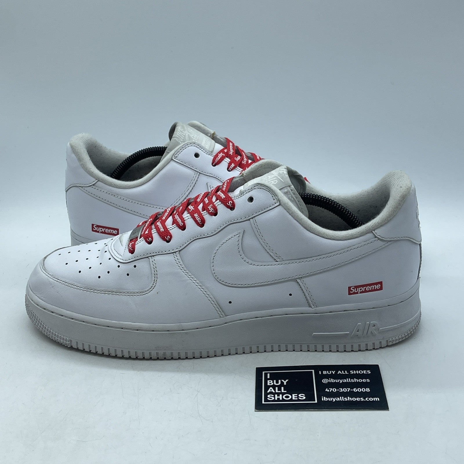 Size 12 - Nike Air Force 1 x Supreme Low Box Logo - White Leather (CU9225-100)