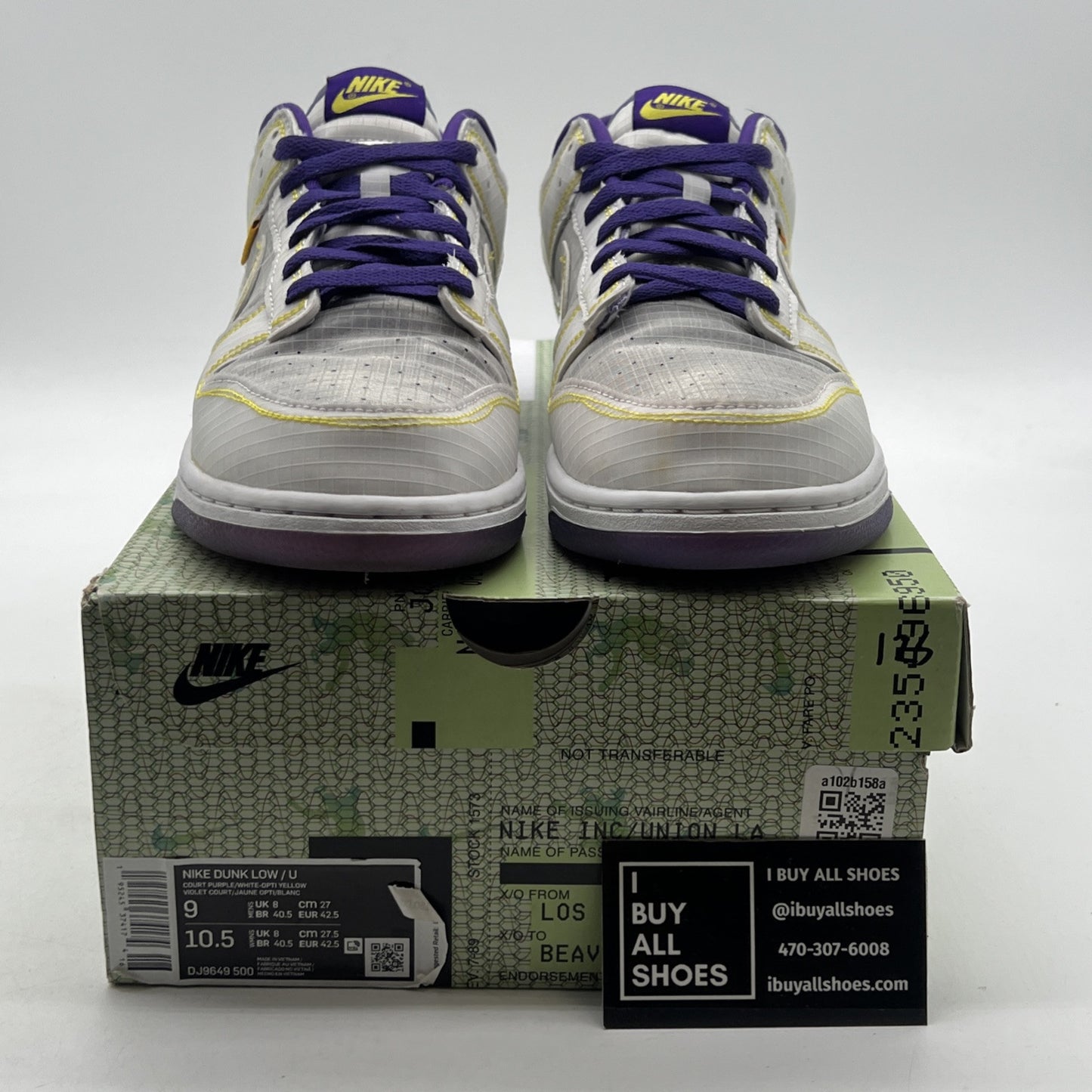 Size 9 - Nike Union LA x Dunk Low Passport Pack - Court Purple (DJ9549-500)