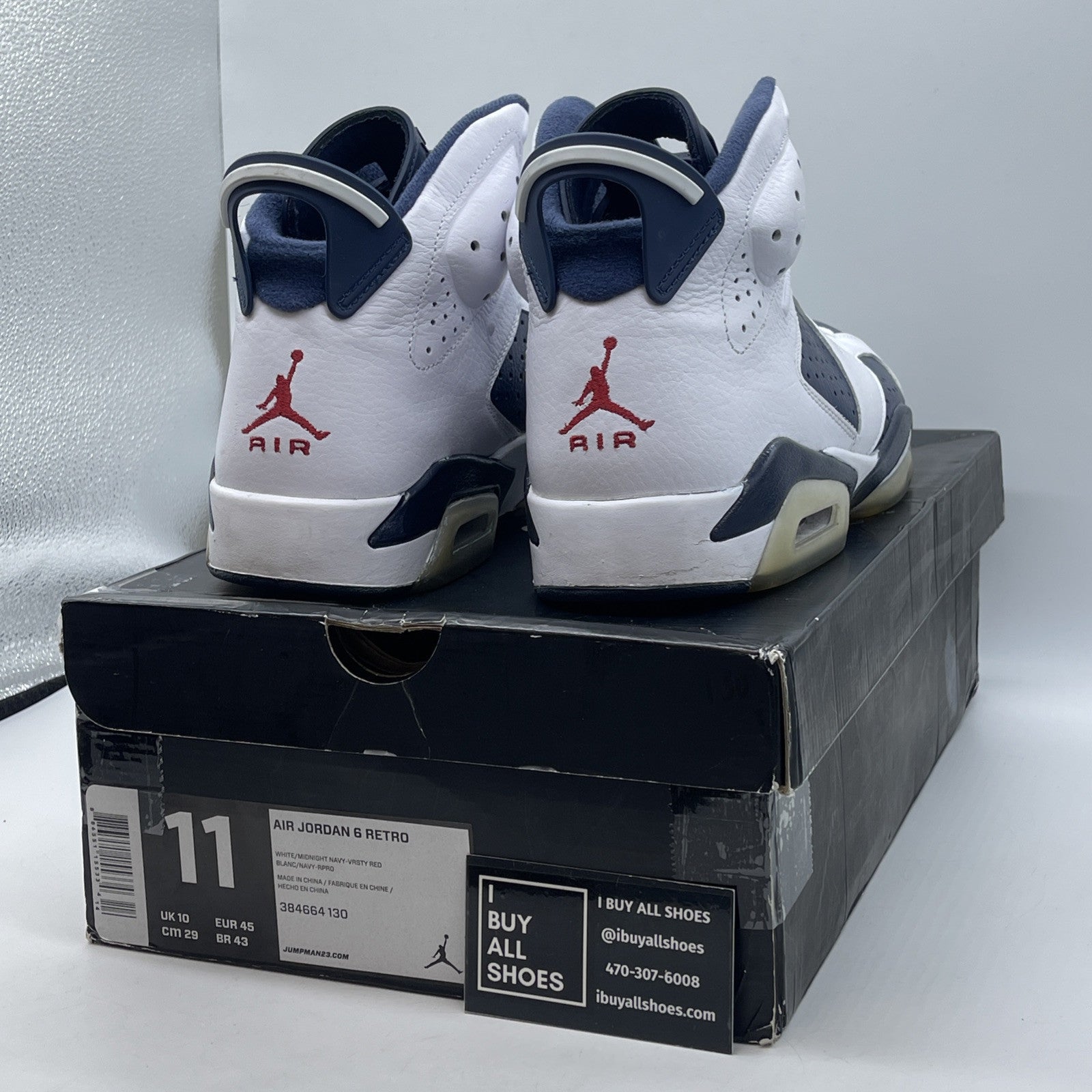 Size 11 - Air Jordan 6 Retro 2012 Olympic White Blue Leather (384664-130)