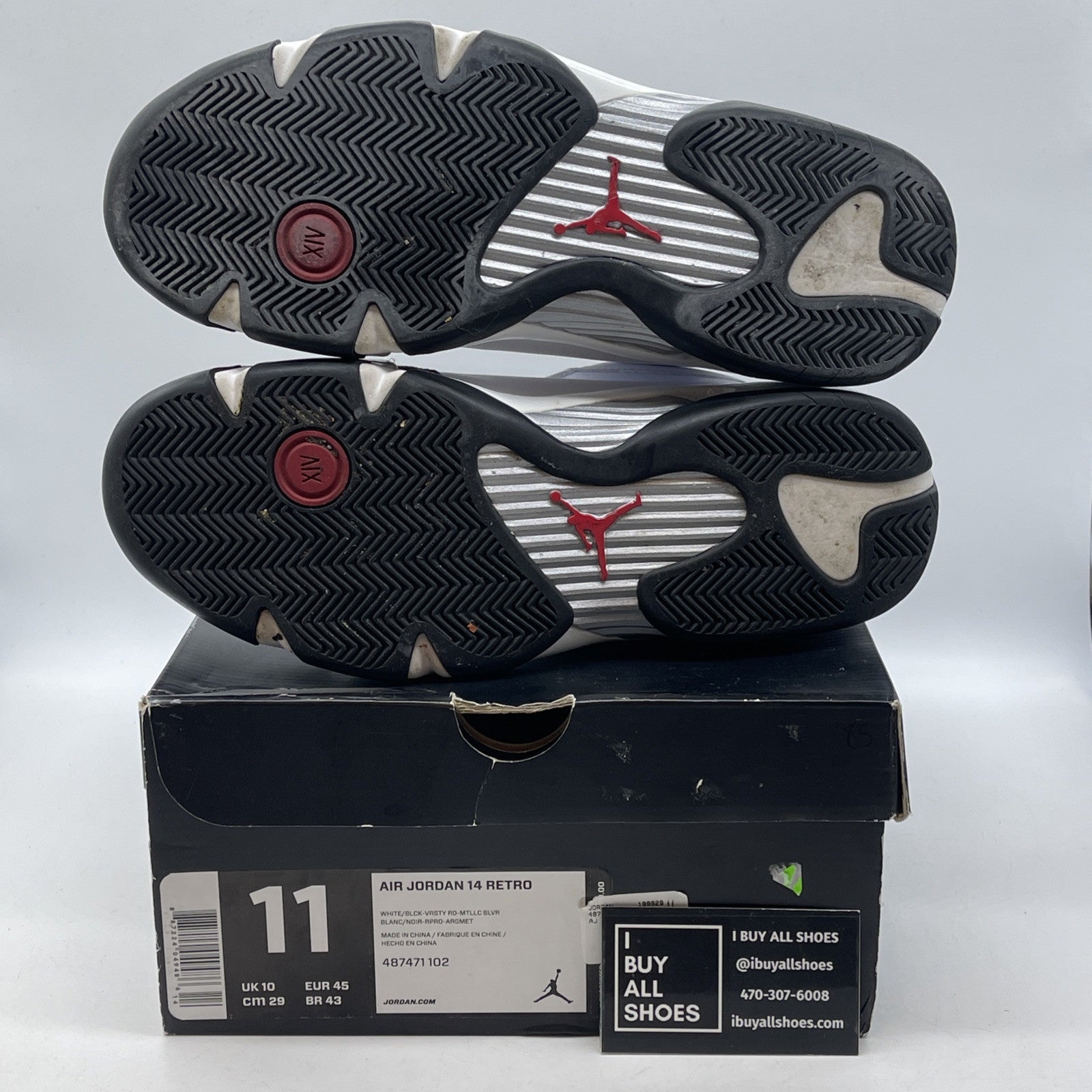 Size 11 - Air Jordan 14 Retro 2014 Black Toe White Suede Leather (487471-102)